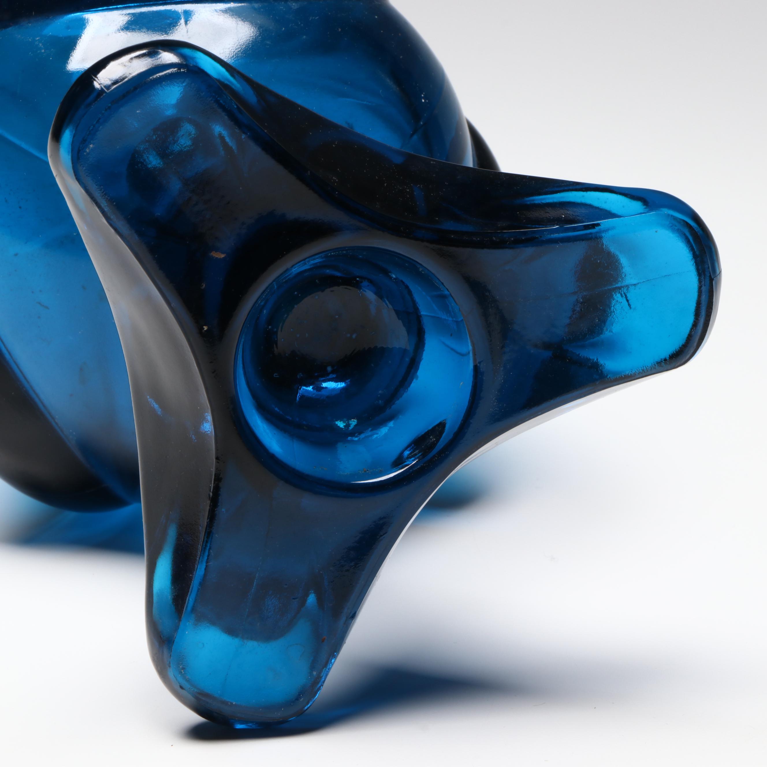Viking Blue Footed Swung Glass Vase