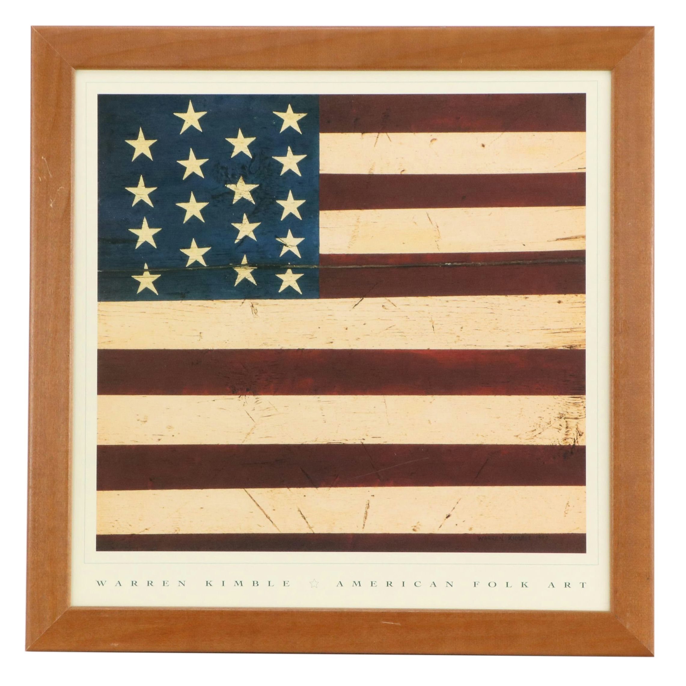 Offset Lithograph Exhibition Poster After Warren Kimble "American Folk Art"