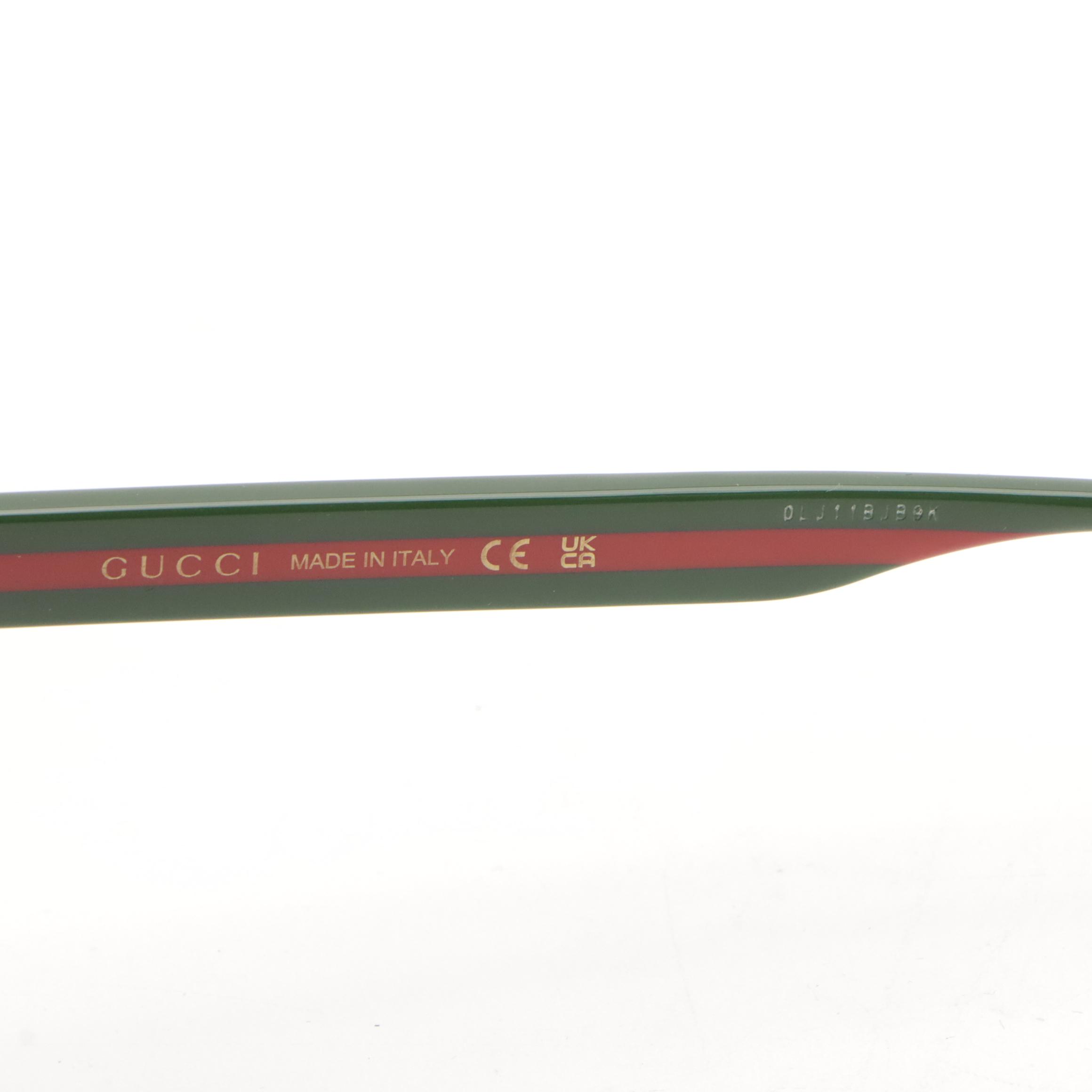 Gucci GG0417SK 001 Web Accented Black Square Framed Sunglasses With Case