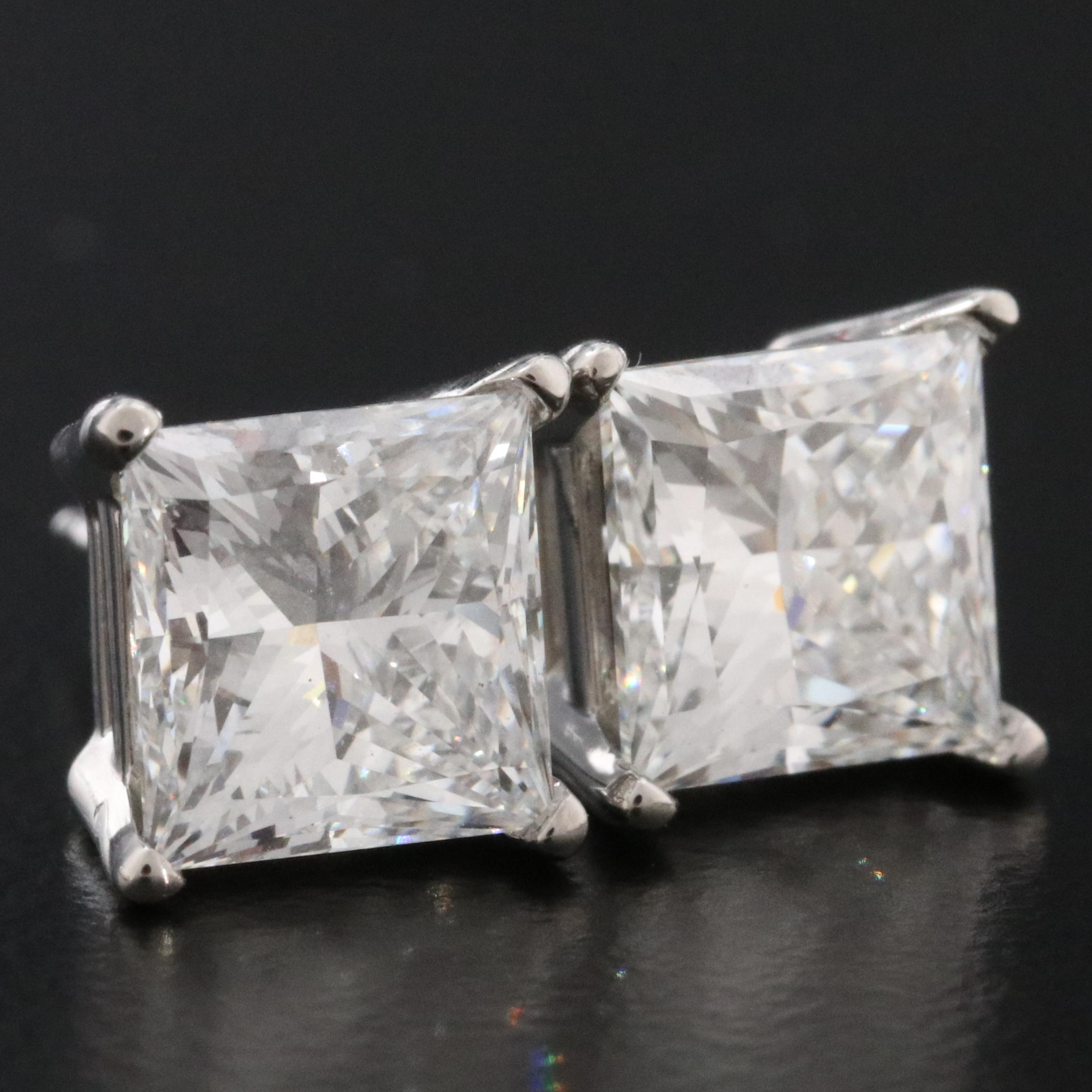 Platinum 3.80 CTW Lab Grown Diamond Stud Earrings with IGI Reports
