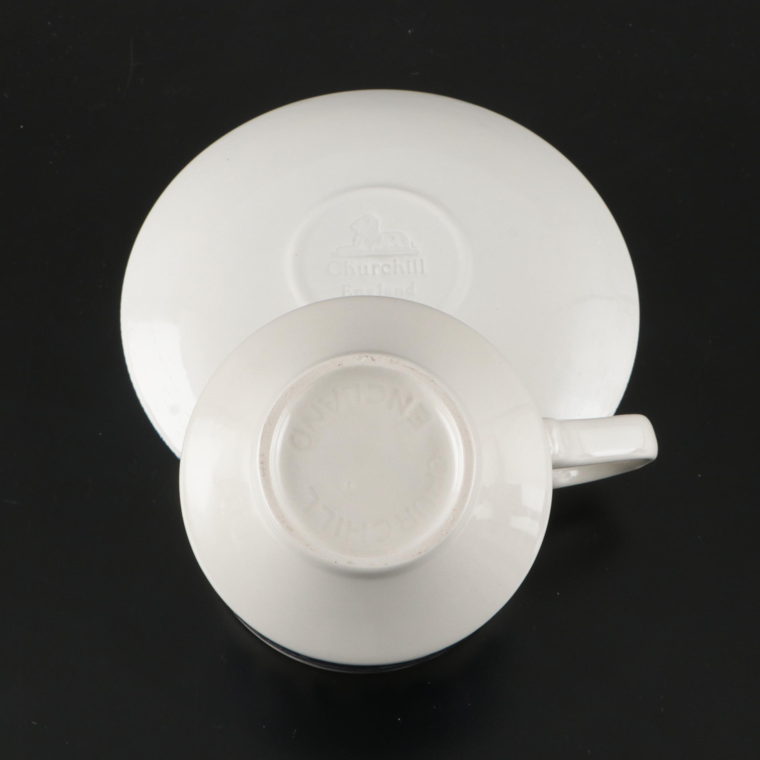 Churchill "Willow" with Ridgways Platter and Other Blue Willow Tableware