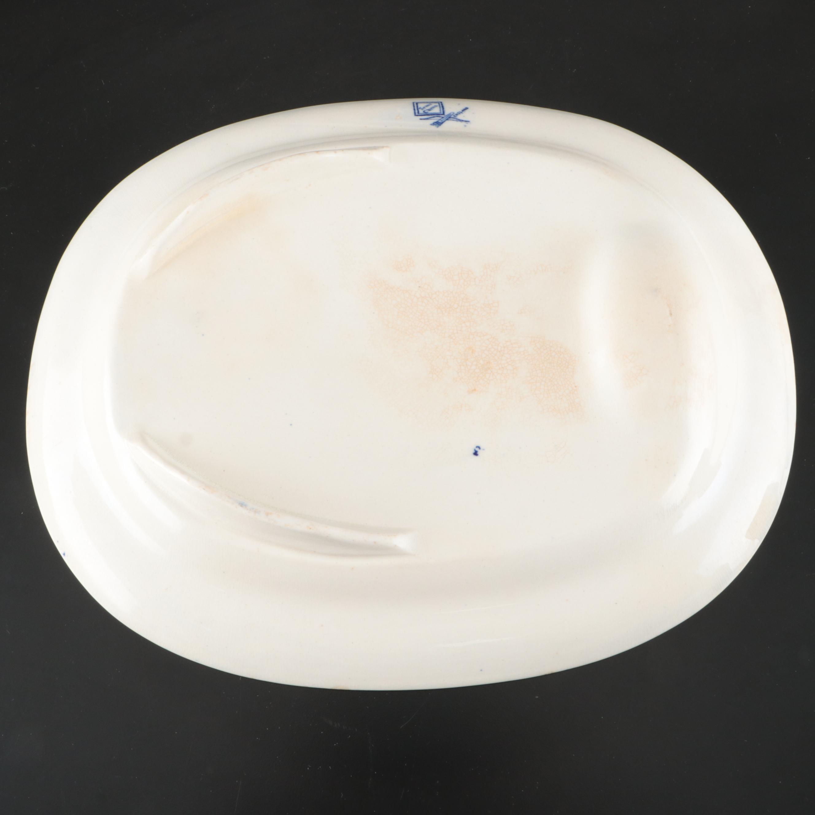 Churchill "Willow" with Ridgways Platter and Other Blue Willow Tableware