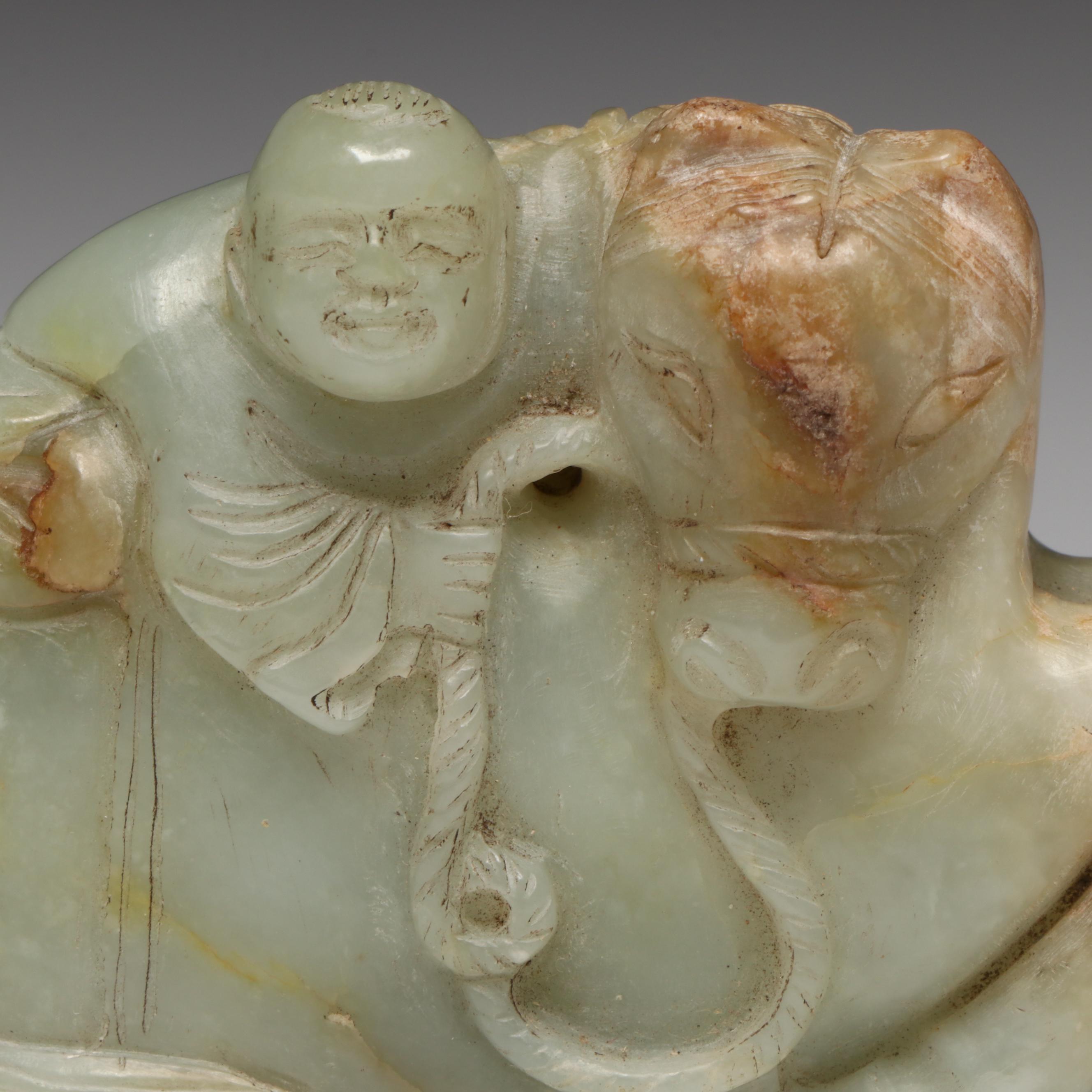 Antique Chinese Carved Jade Figure on Horse