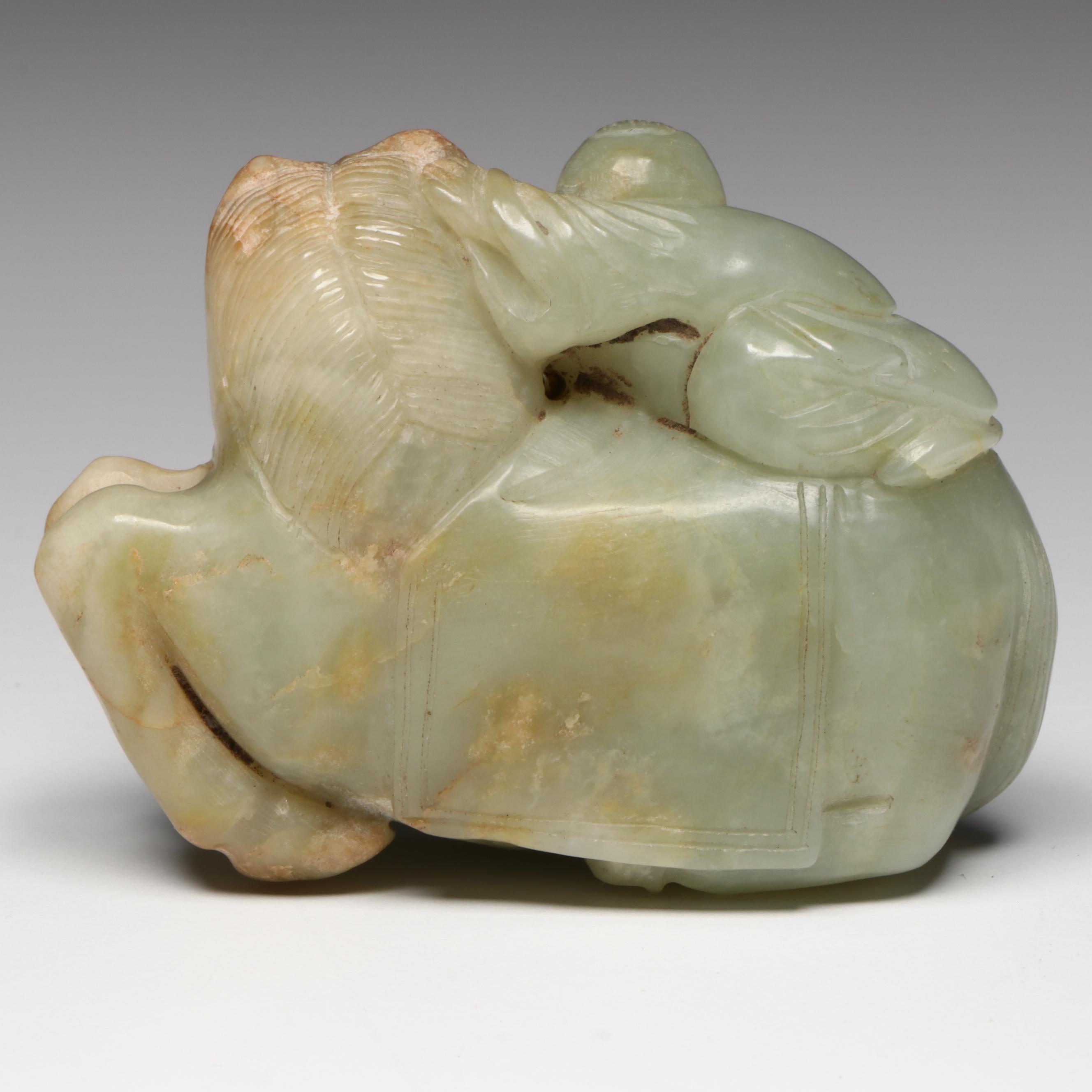 Antique Chinese Carved Jade Figure on Horse