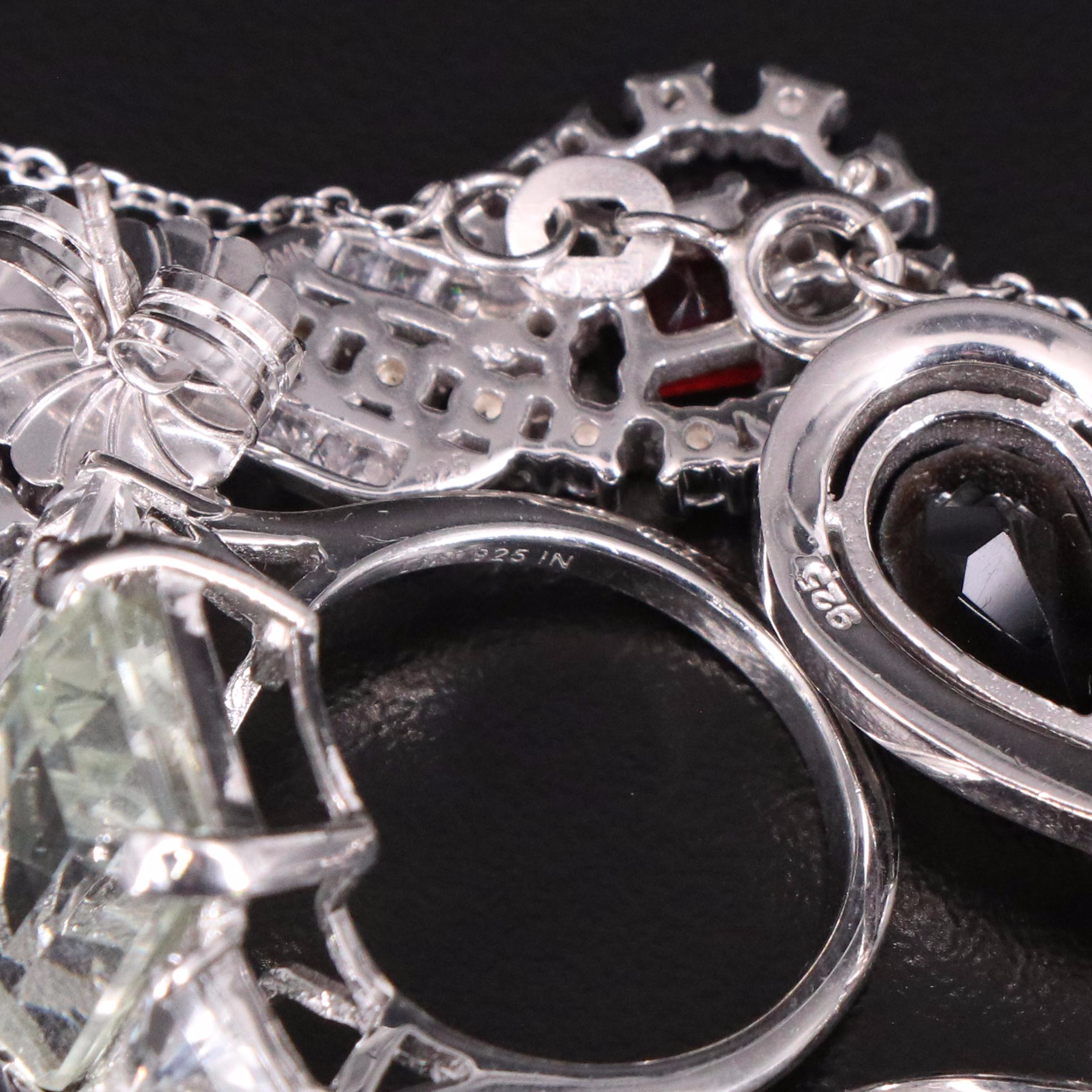 14 Assorted Sterling Silver Rings, Necklaces, Earrings, and Pendants