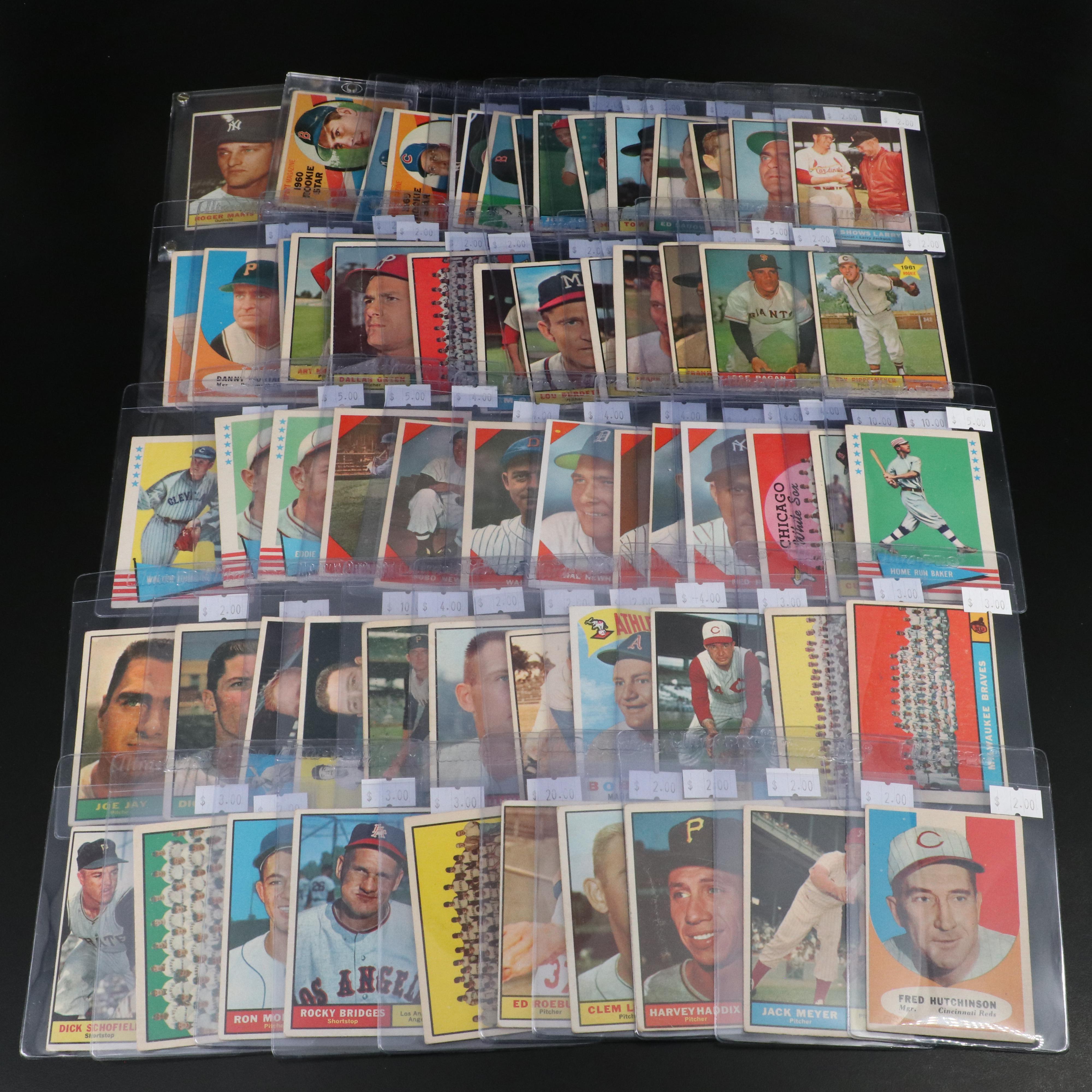 Topps and Fleer Baseball Cards Featuring Carl Yastrzemski Rookie, 1960-1961