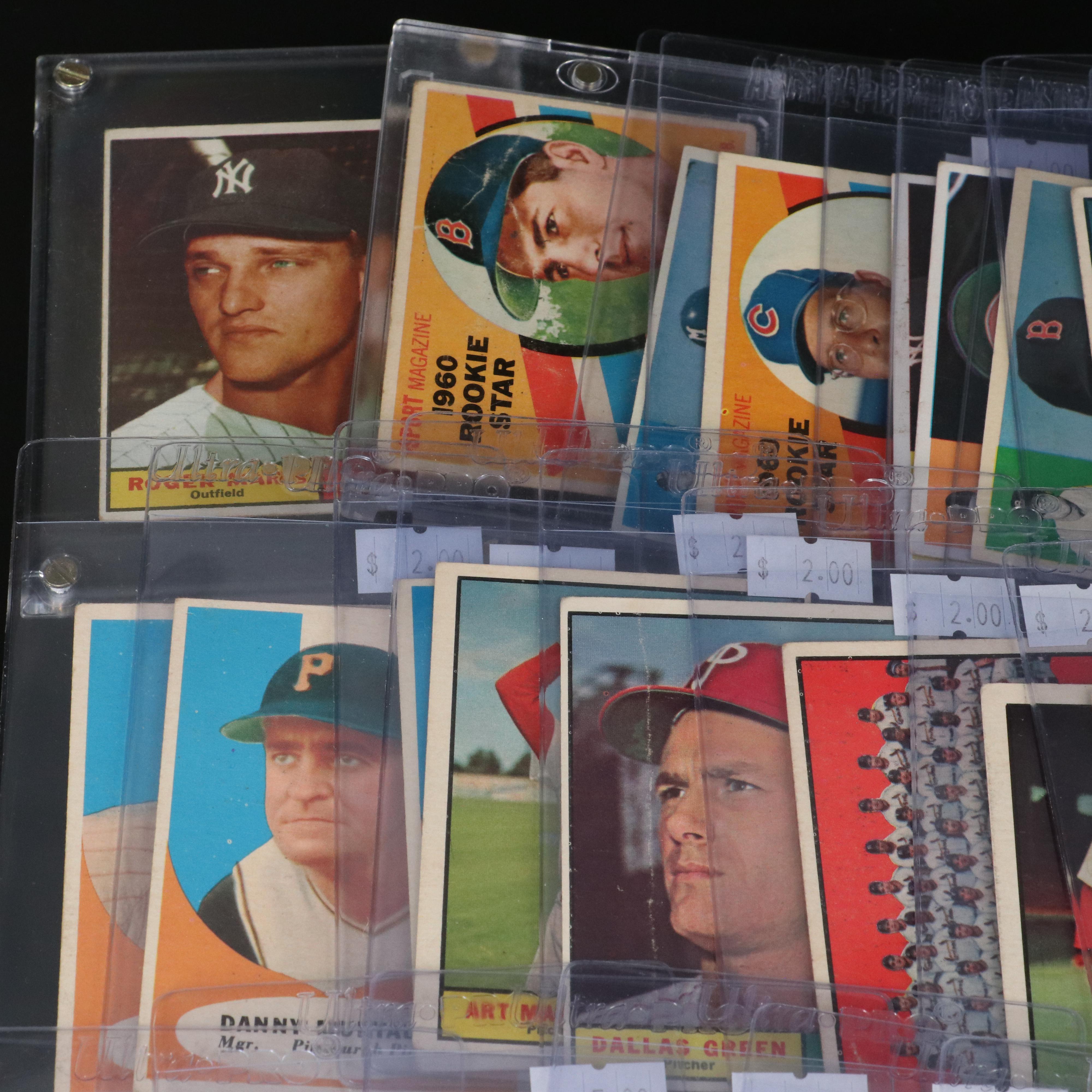 Topps and Fleer Baseball Cards Featuring Carl Yastrzemski Rookie, 1960-1961
