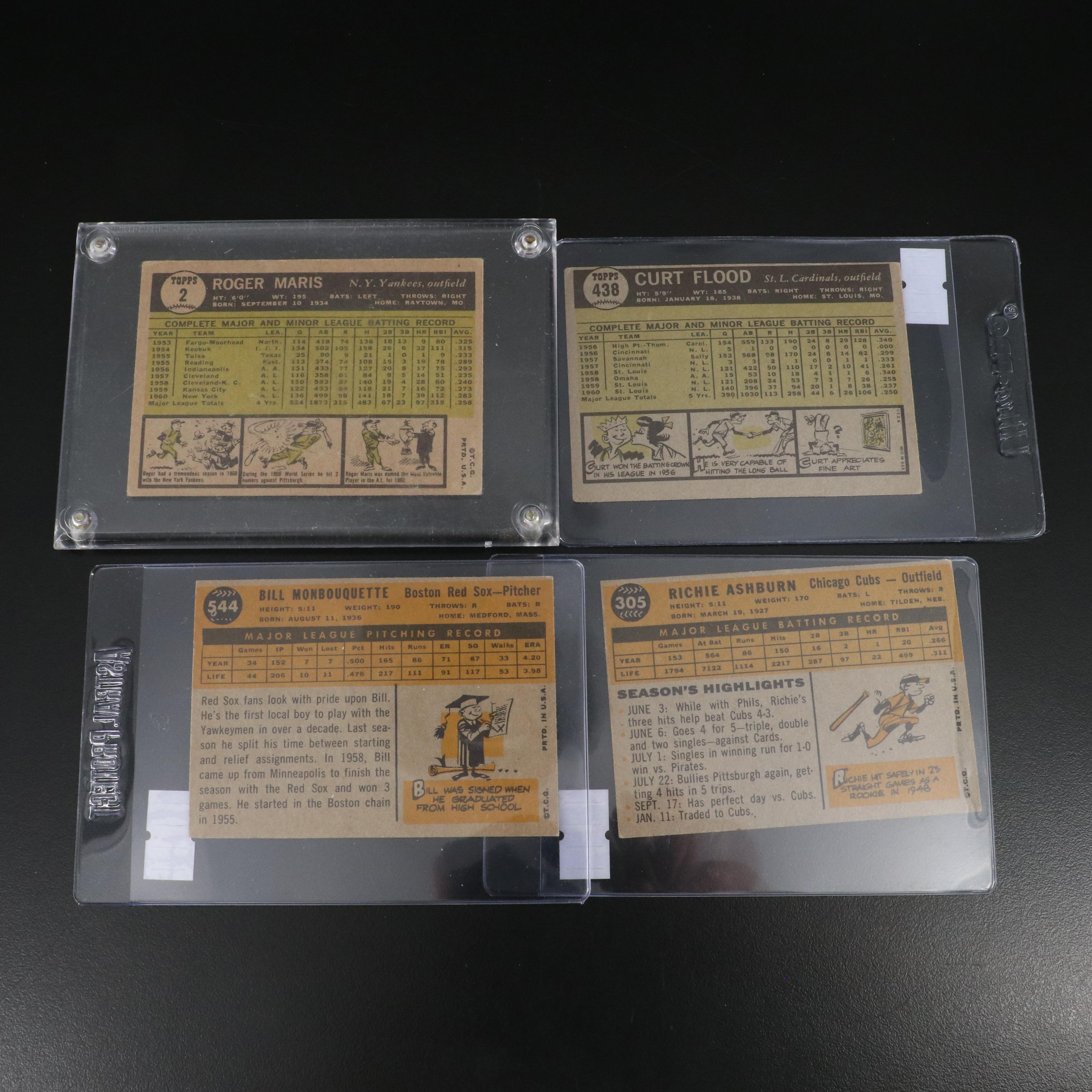 Topps and Fleer Baseball Cards Featuring Carl Yastrzemski Rookie, 1960-1961