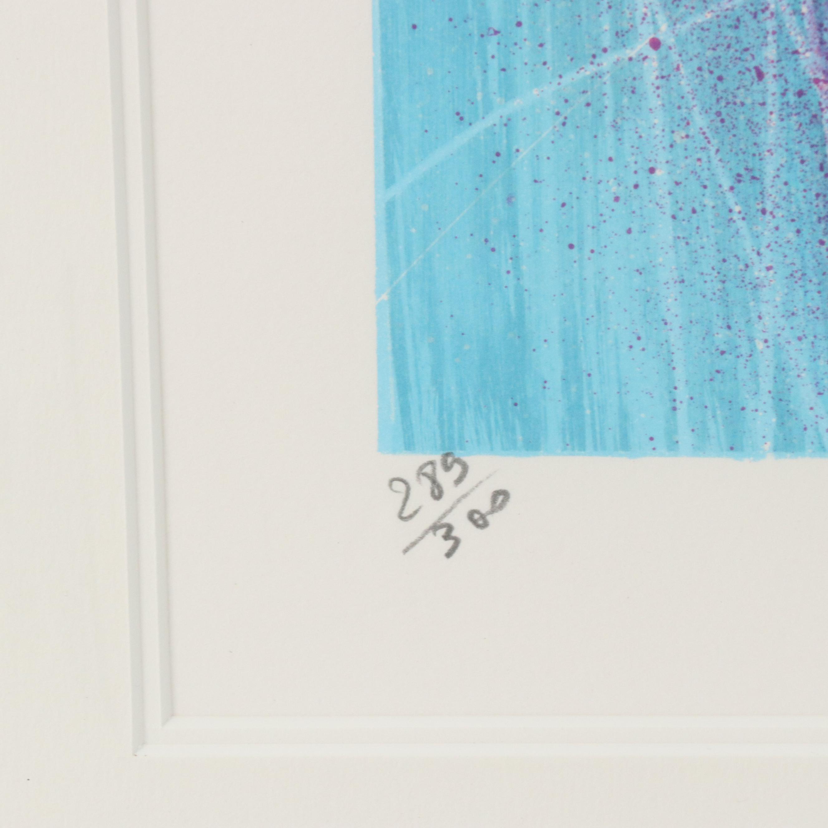 Gilbert Michaud Lithograph with Floral Landscape, Late 20th Century