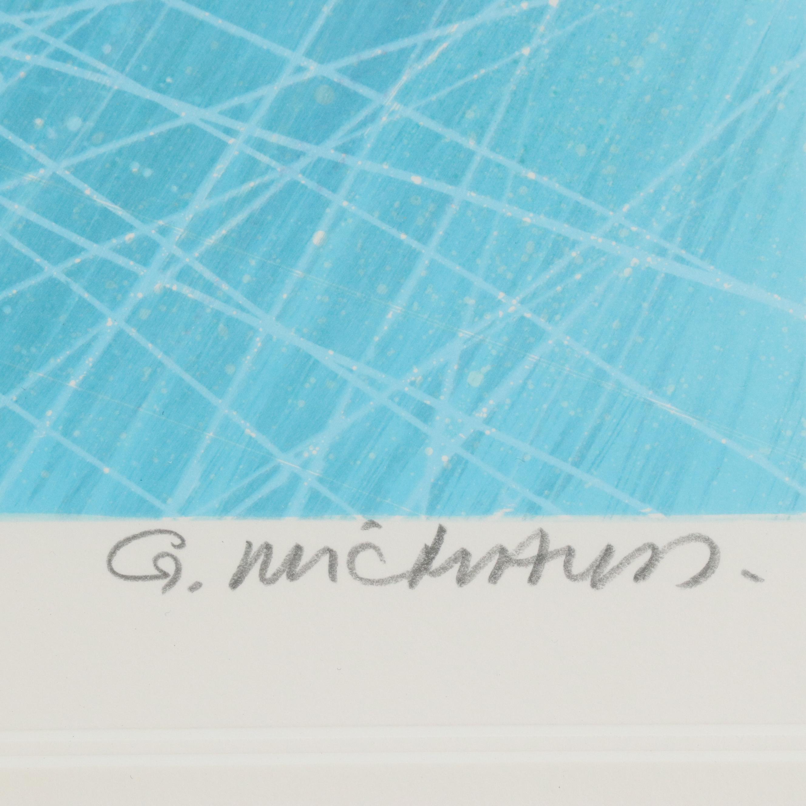 Gilbert Michaud Lithograph with Floral Landscape, Late 20th Century