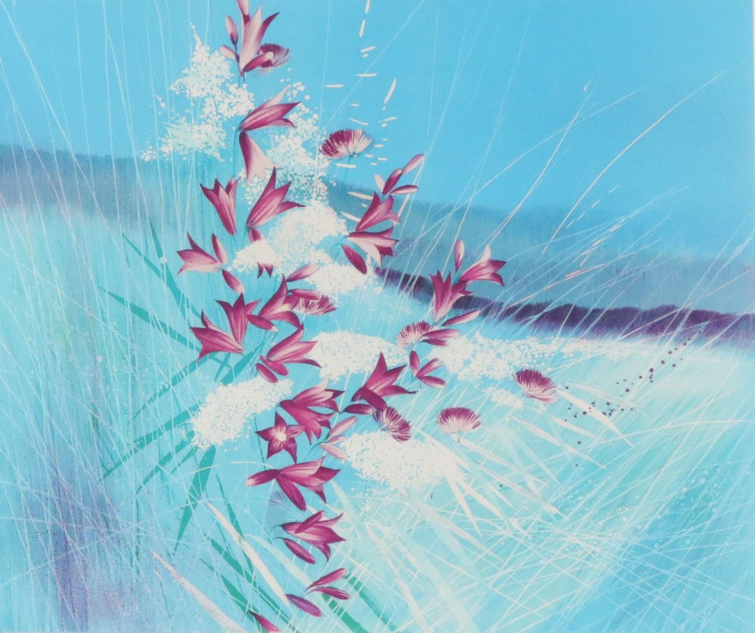 Gilbert Michaud Lithograph with Floral Landscape, Late 20th Century