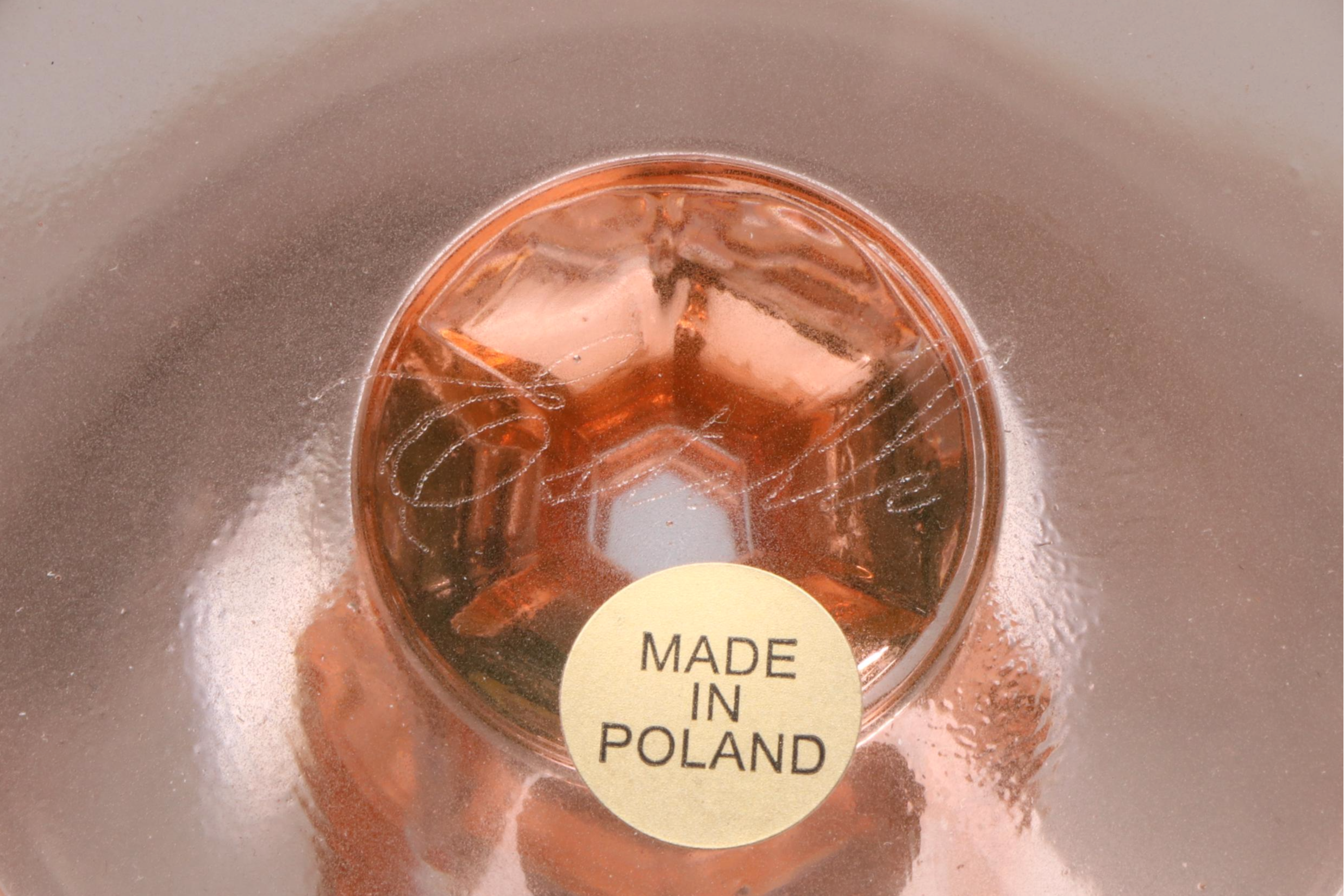 Estelle Peach Colored Polish Crystal Wine Glasses, Two Sets of Six