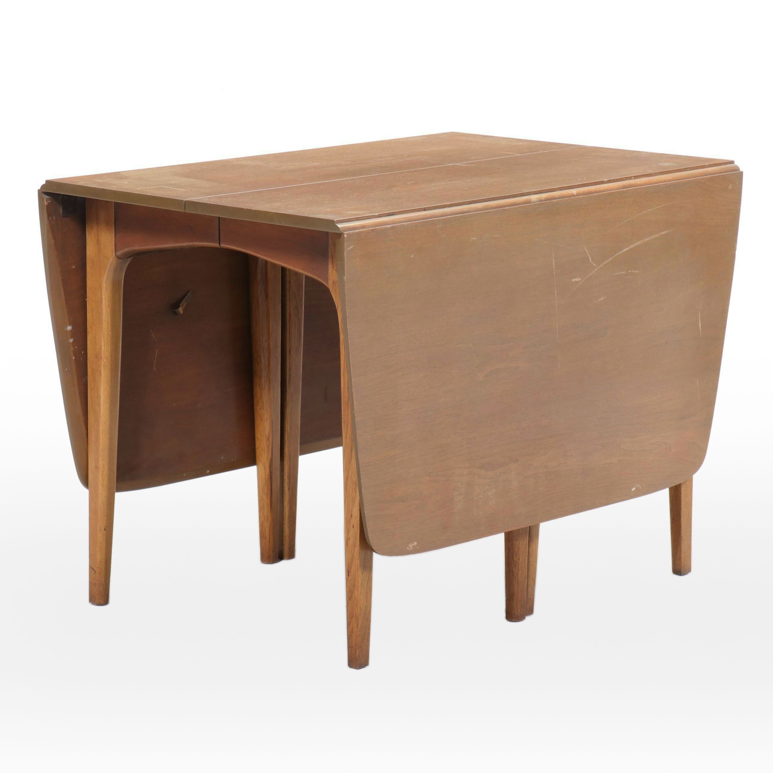 Drexel "Profile" Mid Century Modern Walnut Extending Drop-Leaf Dining Table