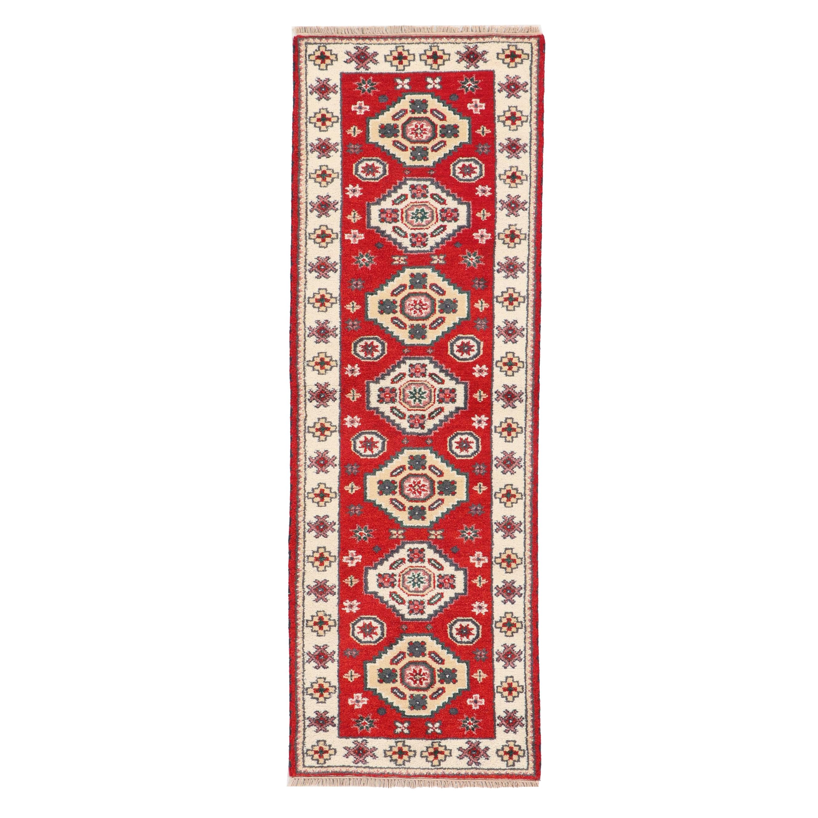 2'8 x 8'3 Hand-Knotted Pakistani Kazak Carpet Runner
