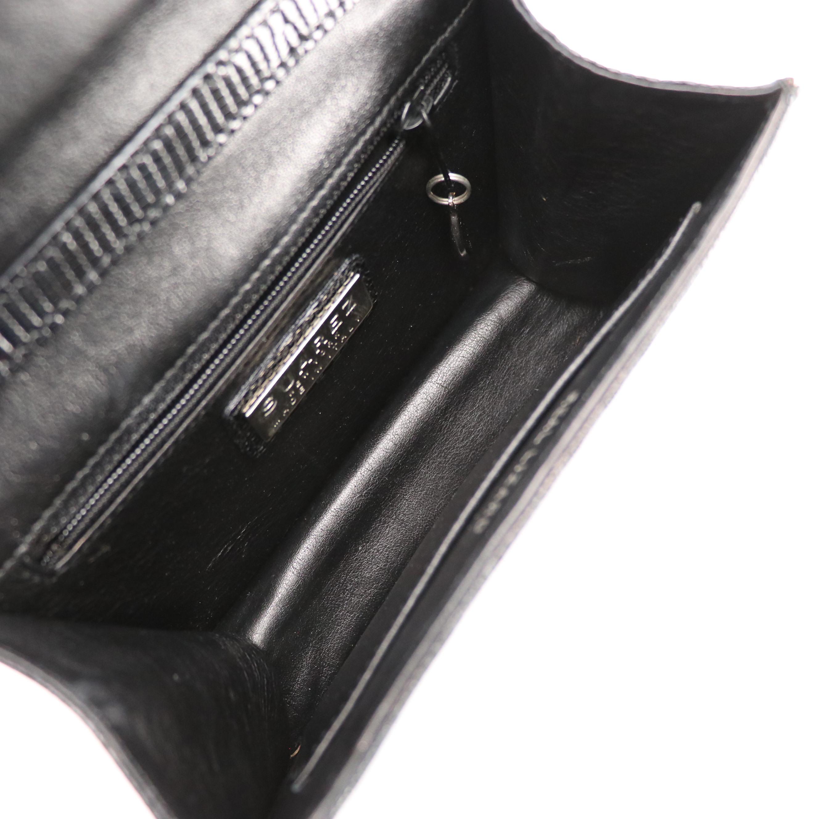 Suarez New York Vintage Black Lizardskin Crossbody Clutch