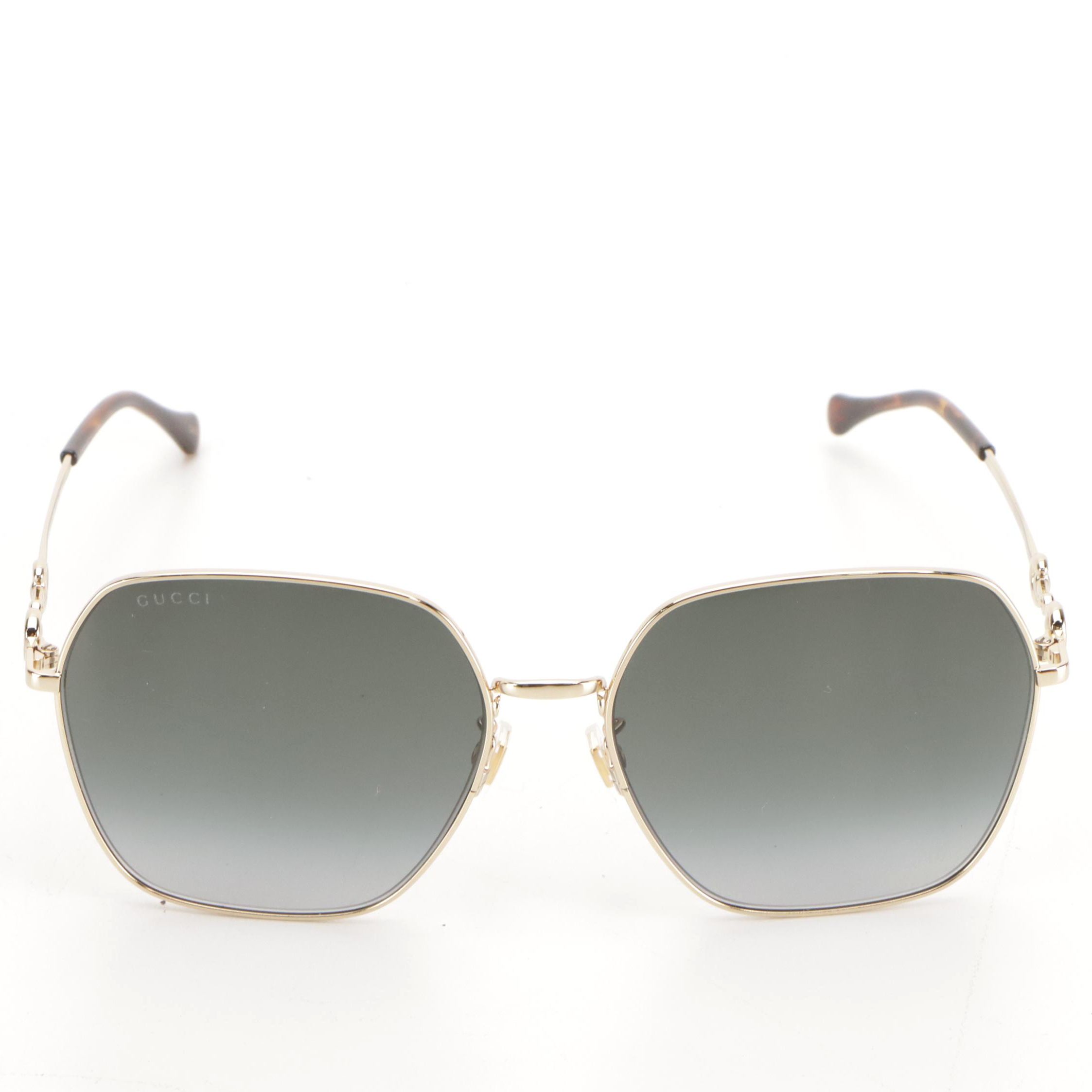 Gucci GG0882SA 001 Square Horsebit Sunglasses in Case