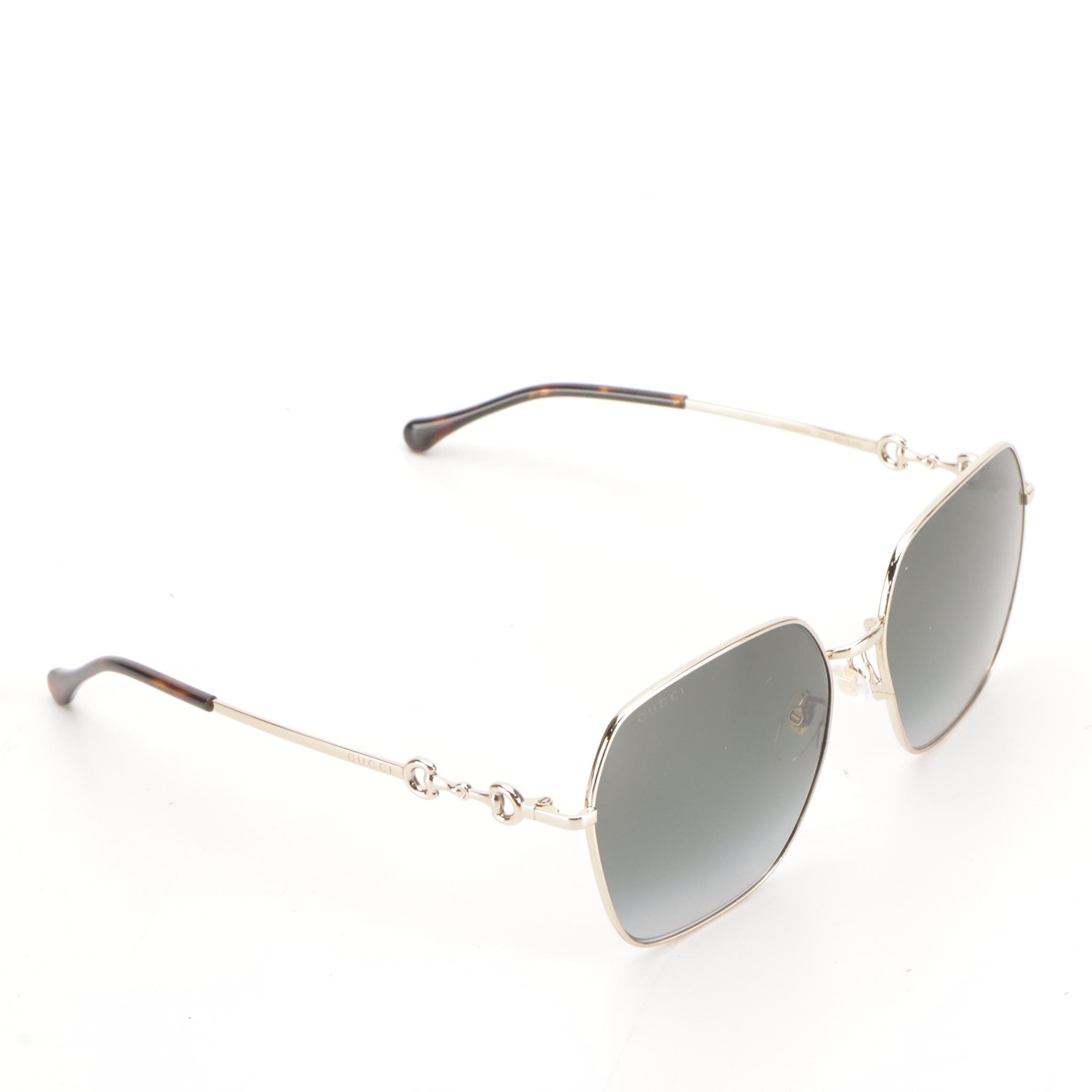 Gucci GG0882SA 001 Square Horsebit Sunglasses in Case