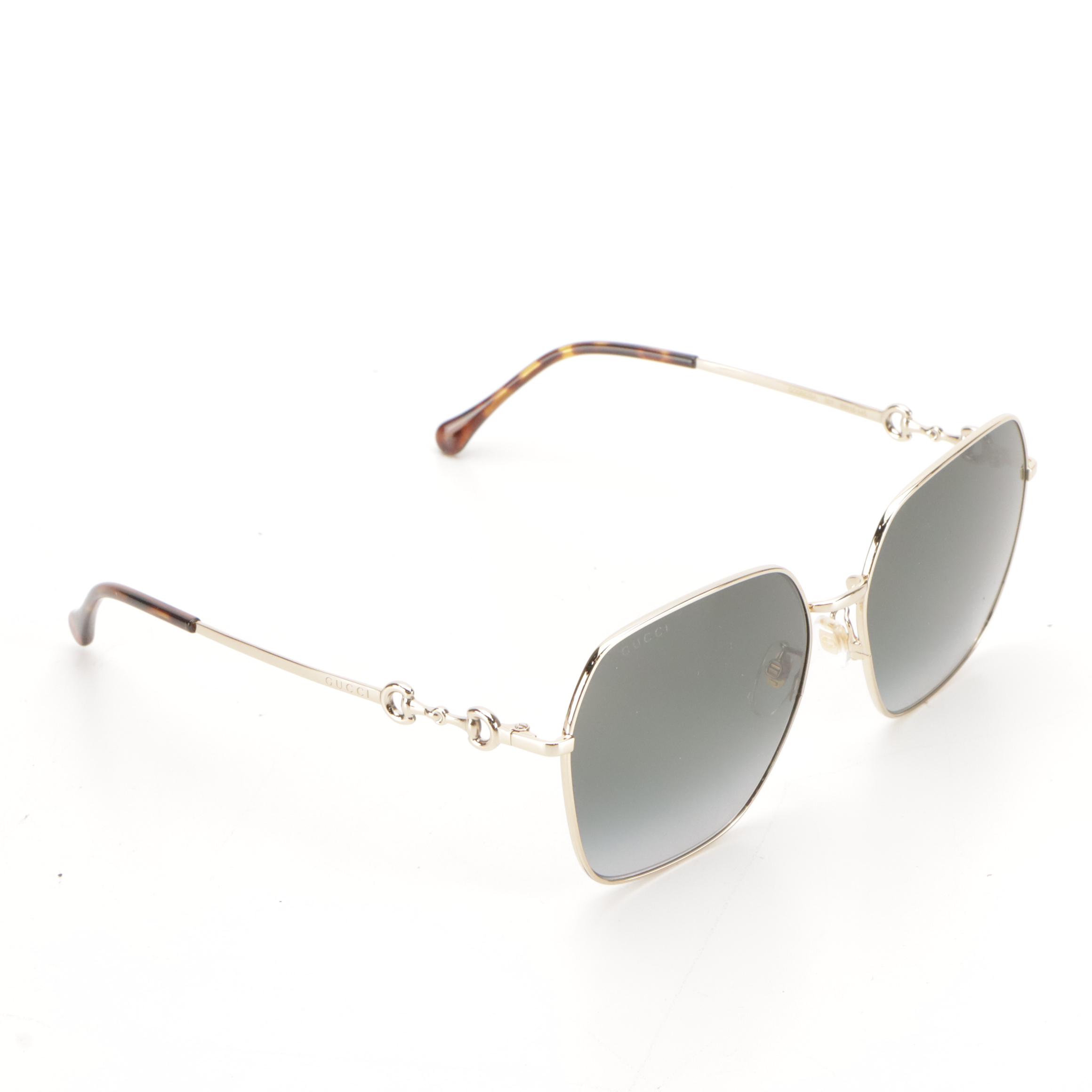 Gucci GG0882SA 001 Square Horsebit Sunglasses in Case