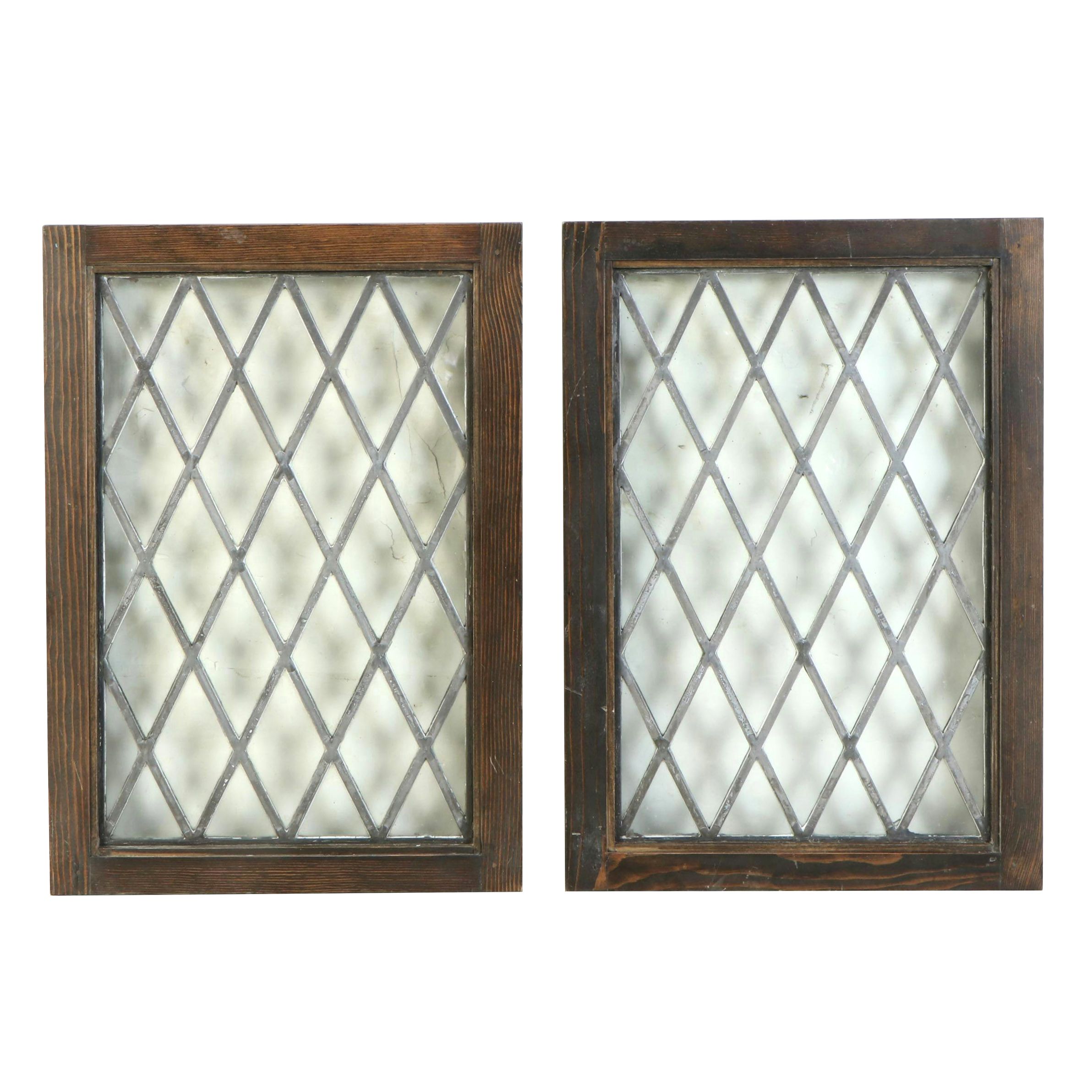 Tudor Revival Leaded Glass Window Panels