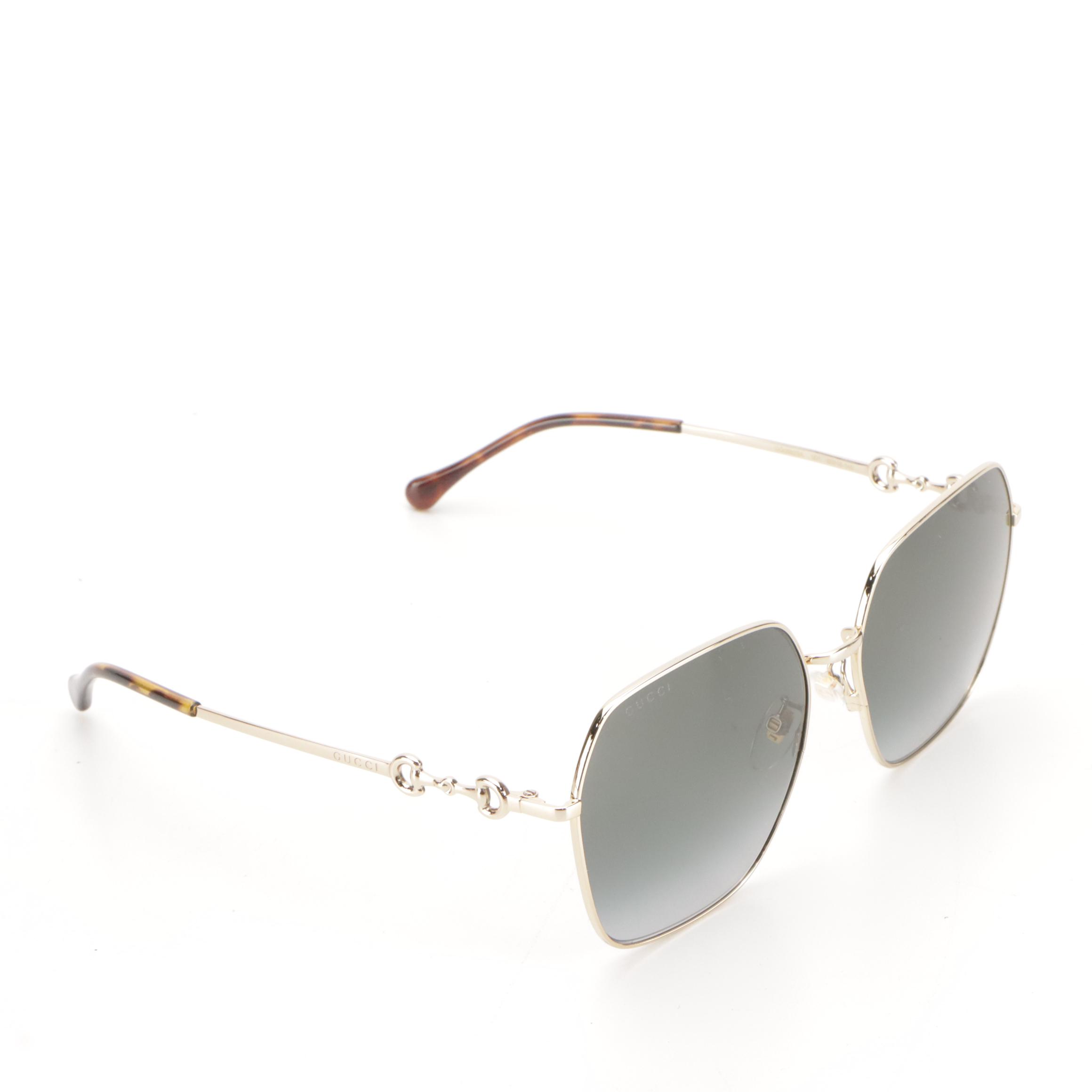 Gucci GG0882SA 001 Square Horsebit Sunglasses in Case