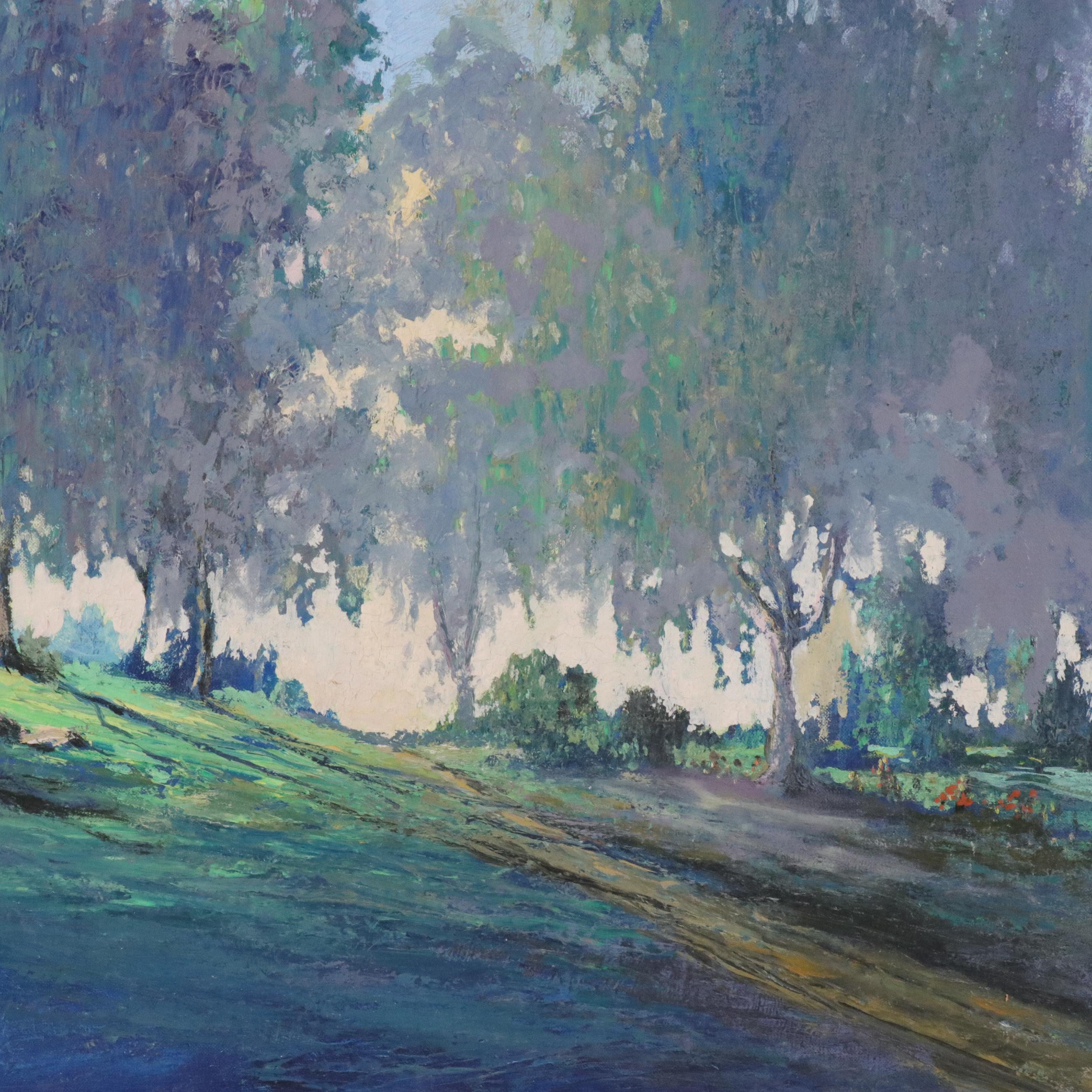 Herbert W. Jackson Landscape Oil Painting of Willows, Circa 1935