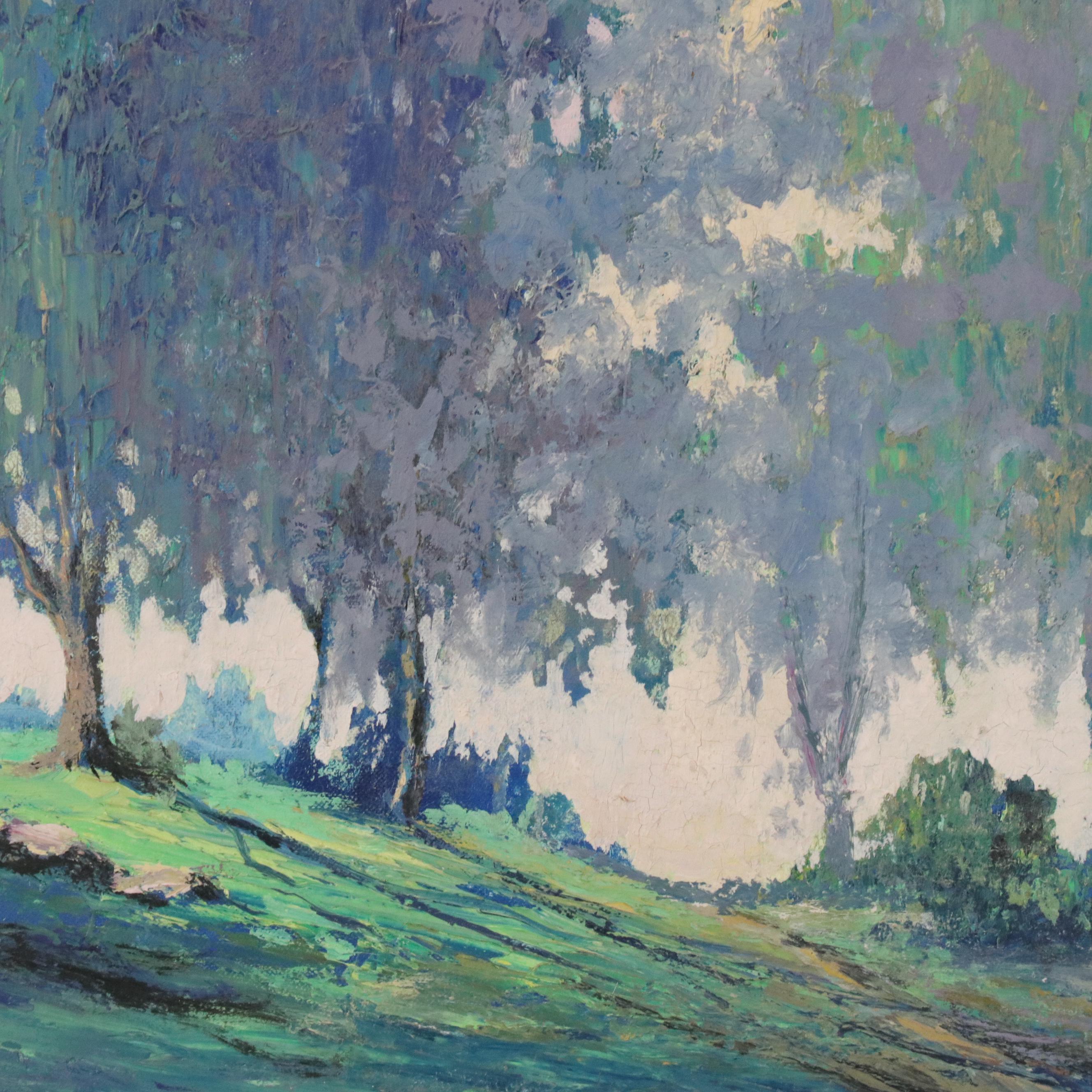 Herbert W. Jackson Landscape Oil Painting of Willows, Circa 1935