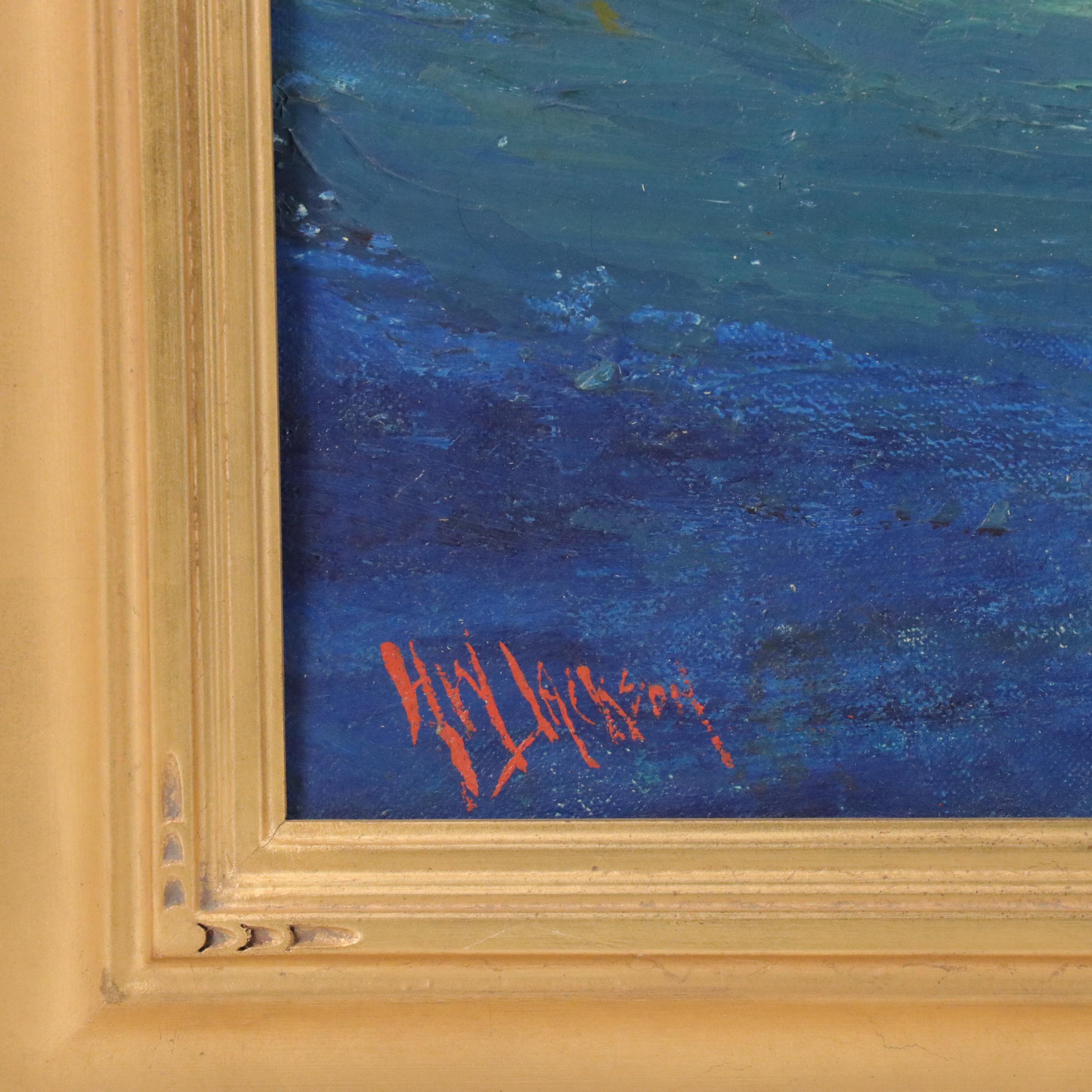 Herbert W. Jackson Landscape Oil Painting of Willows, Circa 1935