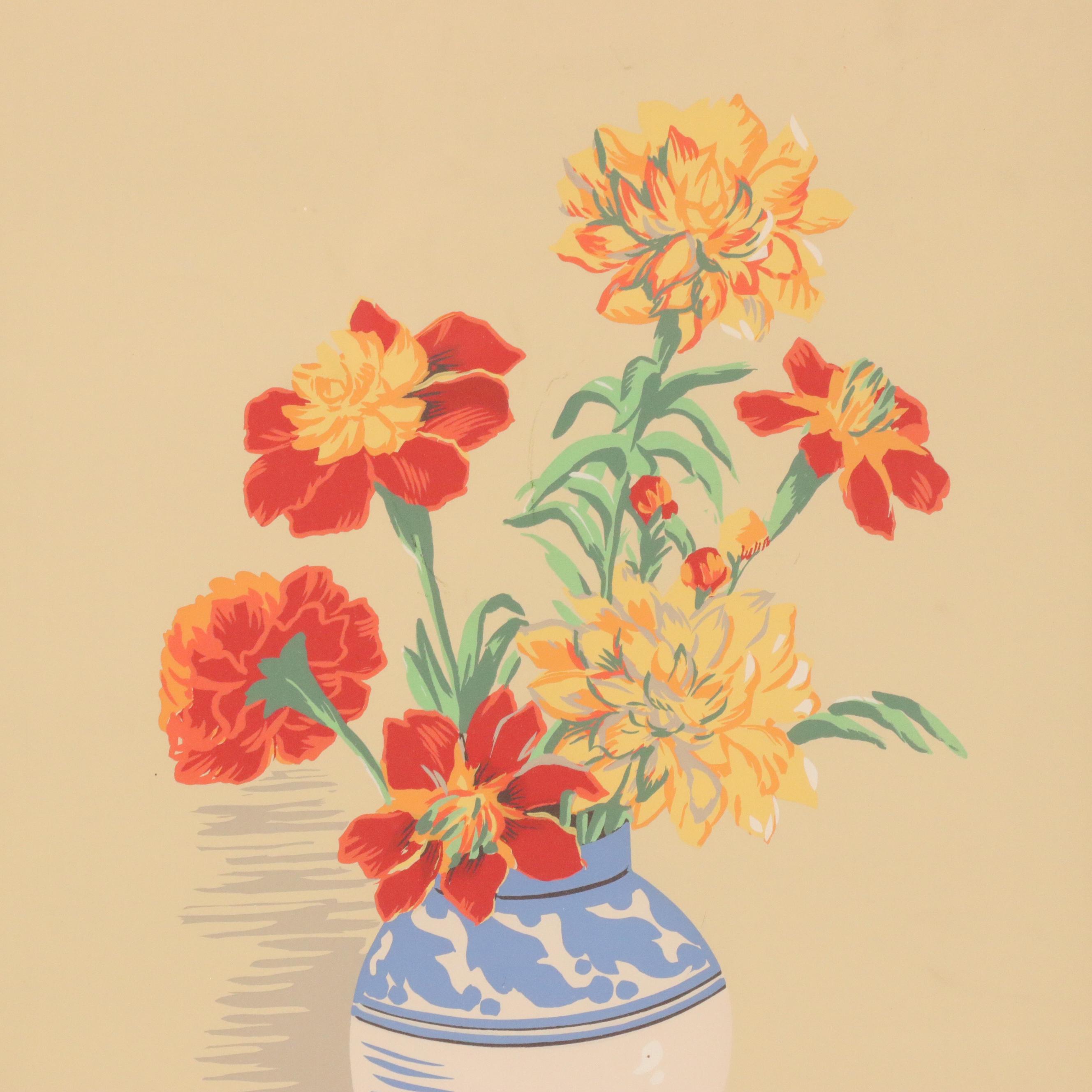 Lili Genet Screenprint of Floral Bouquet