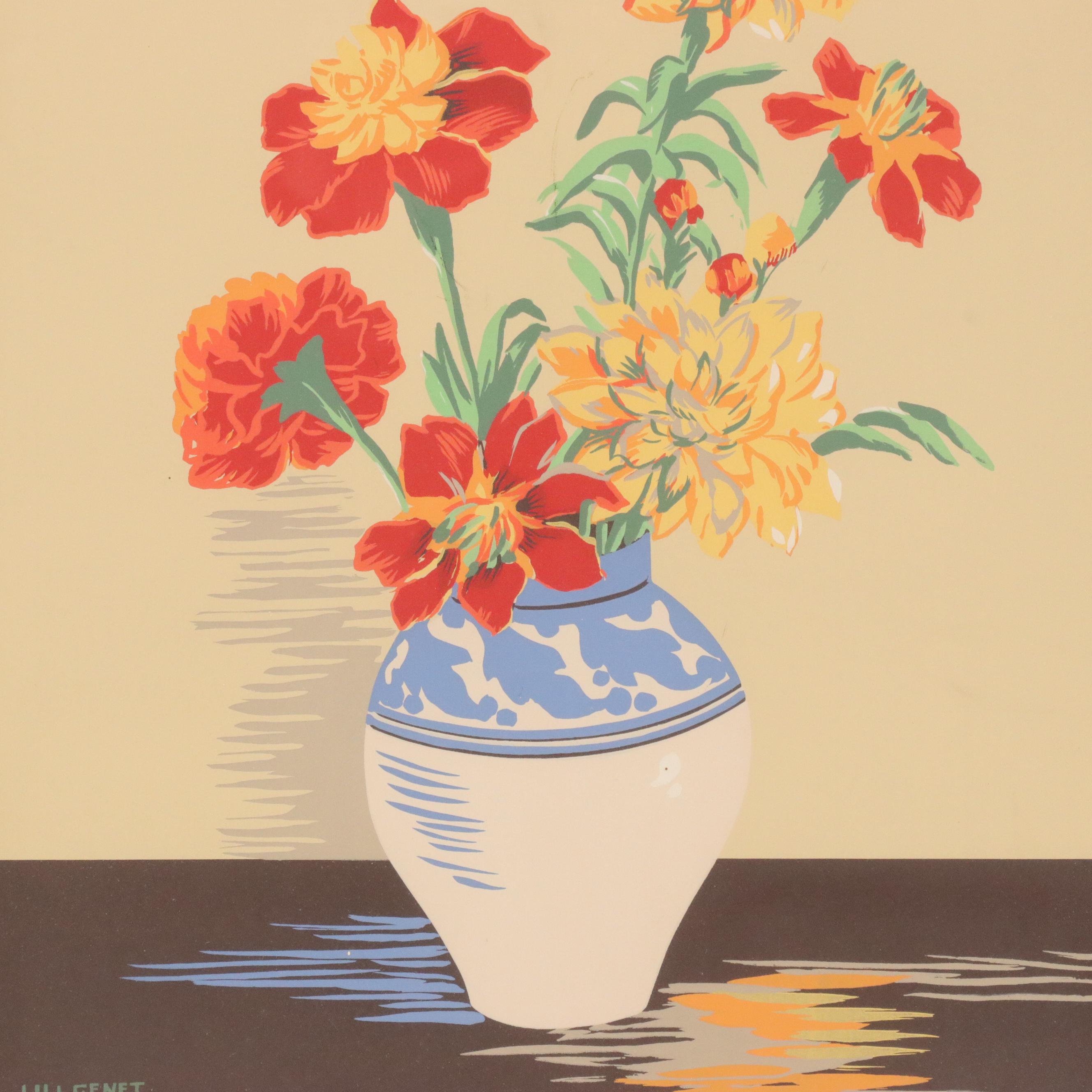 Lili Genet Screenprint of Floral Bouquet
