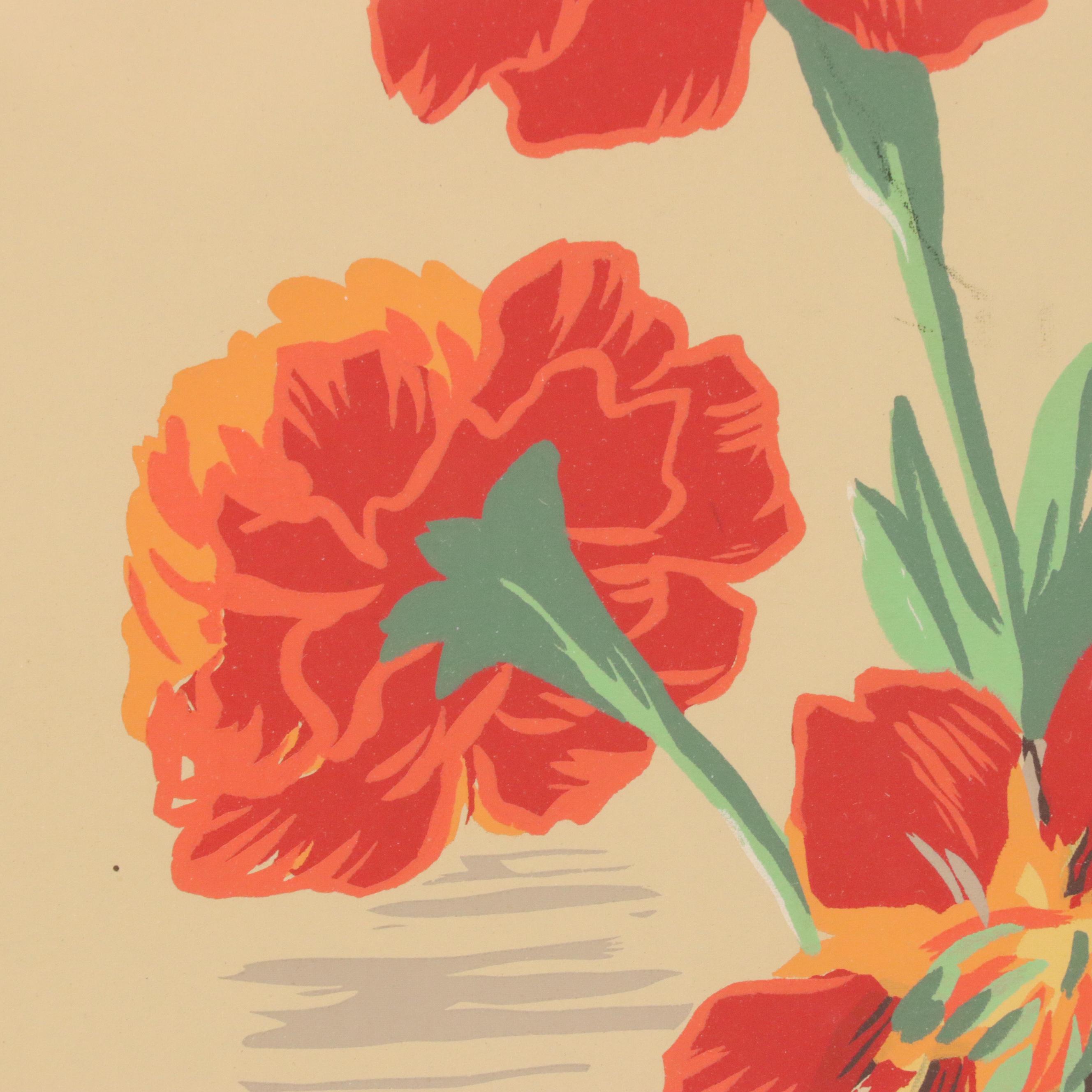 Lili Genet Screenprint of Floral Bouquet