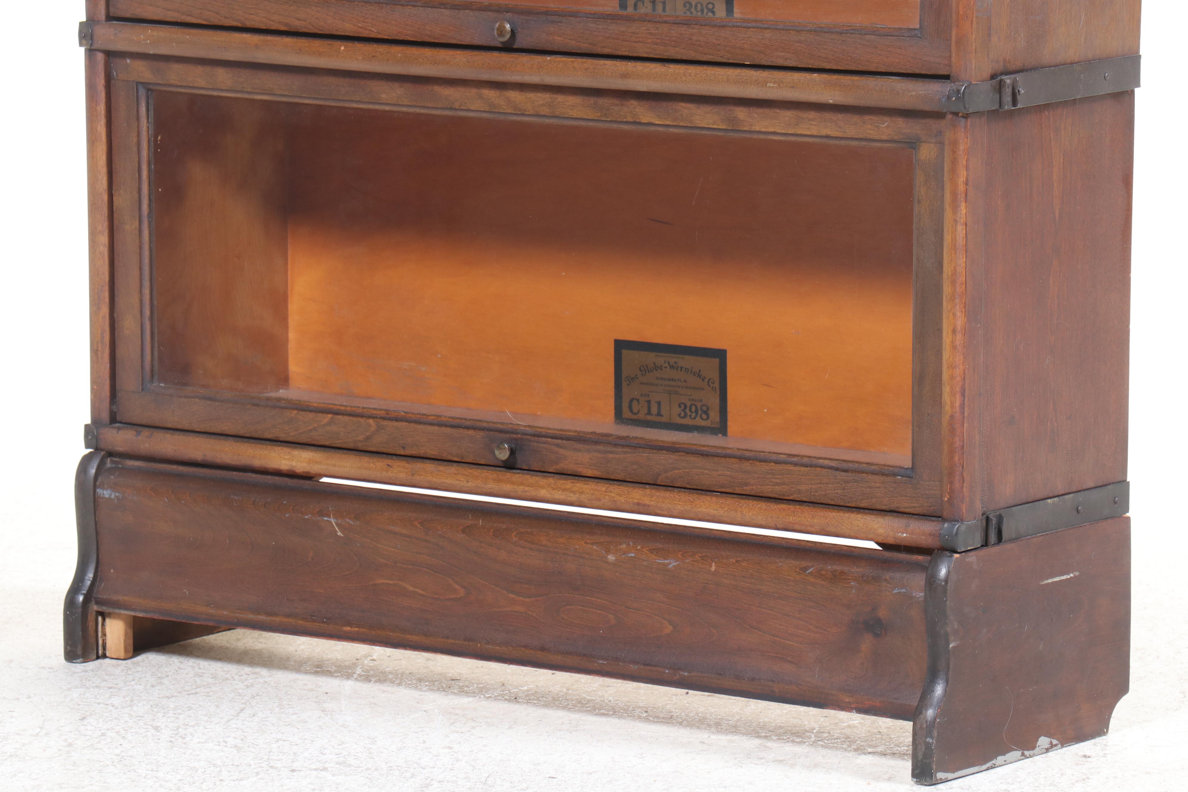 The Globe-Wernicke Co. Mahogany Three-Tier Barrister's Bookcase, 20th Century