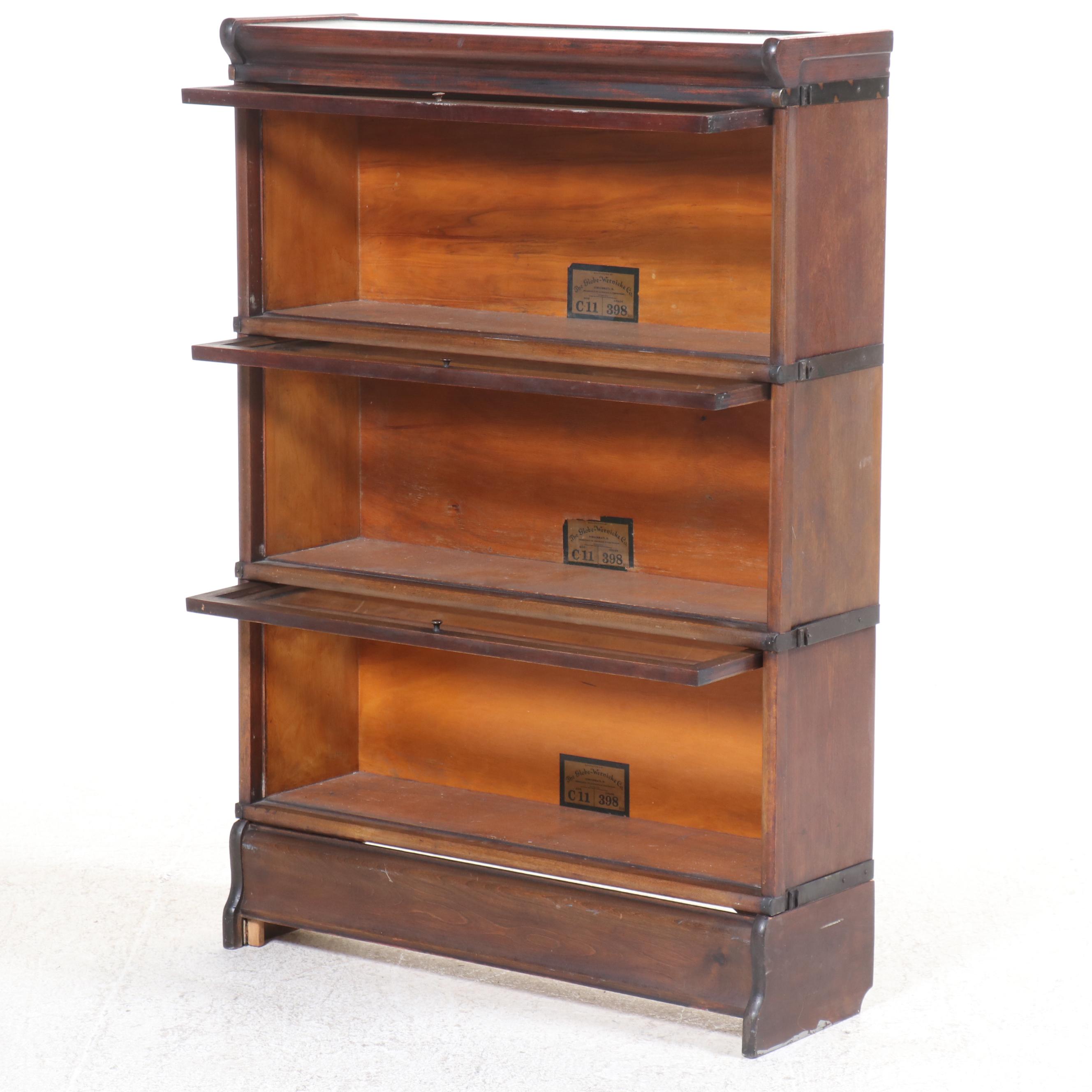 The Globe-Wernicke Co. Mahogany Three-Tier Barrister's Bookcase, 20th Century