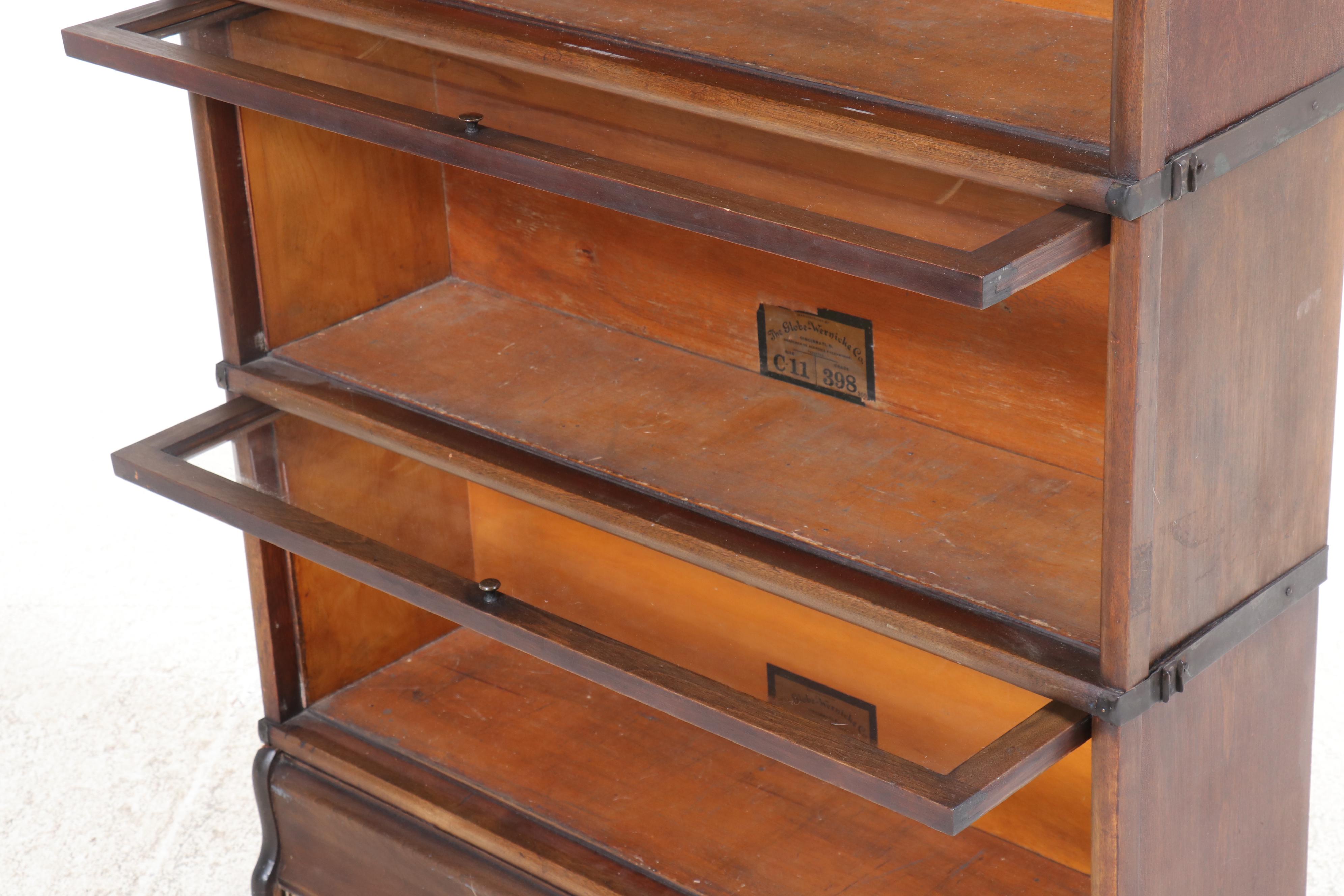 The Globe-Wernicke Co. Mahogany Three-Tier Barrister's Bookcase, 20th Century