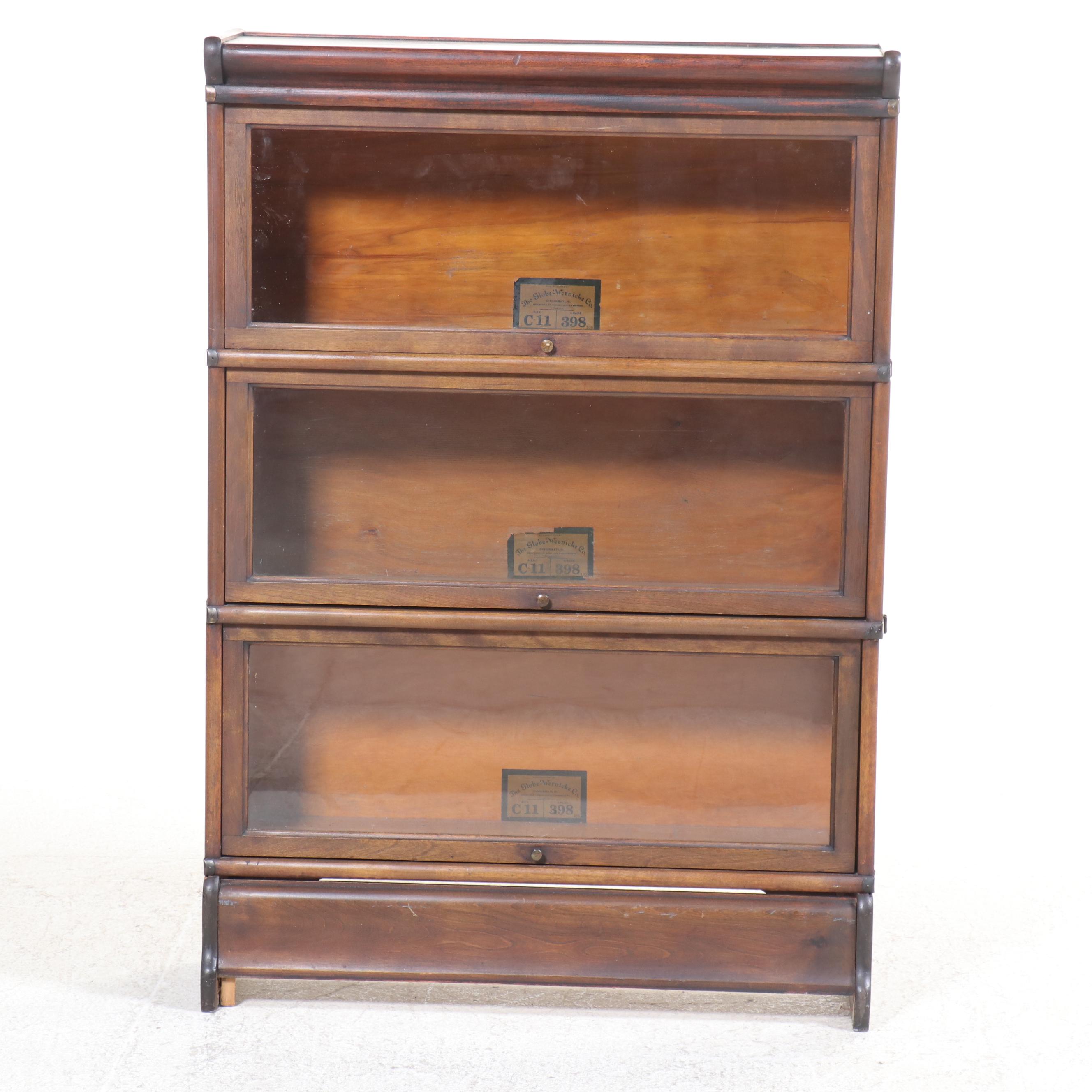 The Globe-Wernicke Co. Mahogany Three-Tier Barrister's Bookcase, 20th Century