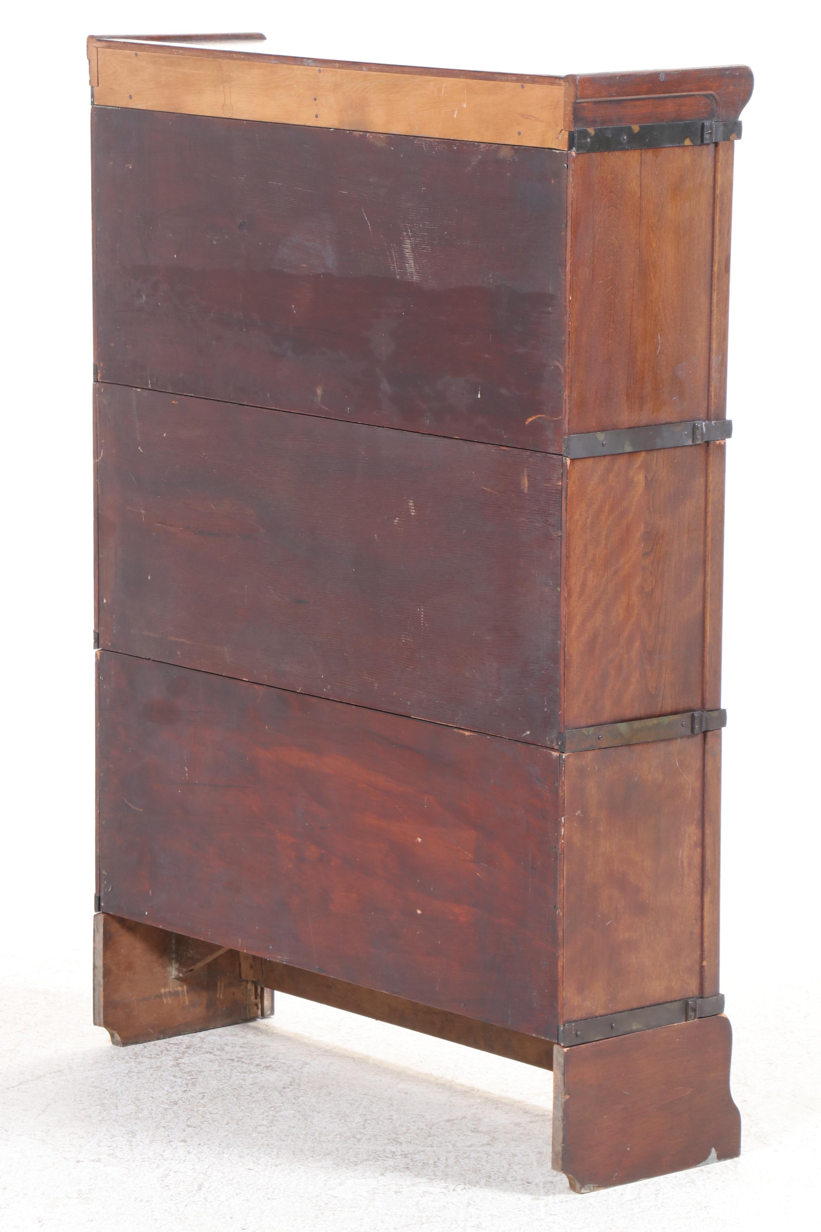 The Globe-Wernicke Co. Mahogany Three-Tier Barrister's Bookcase, 20th Century