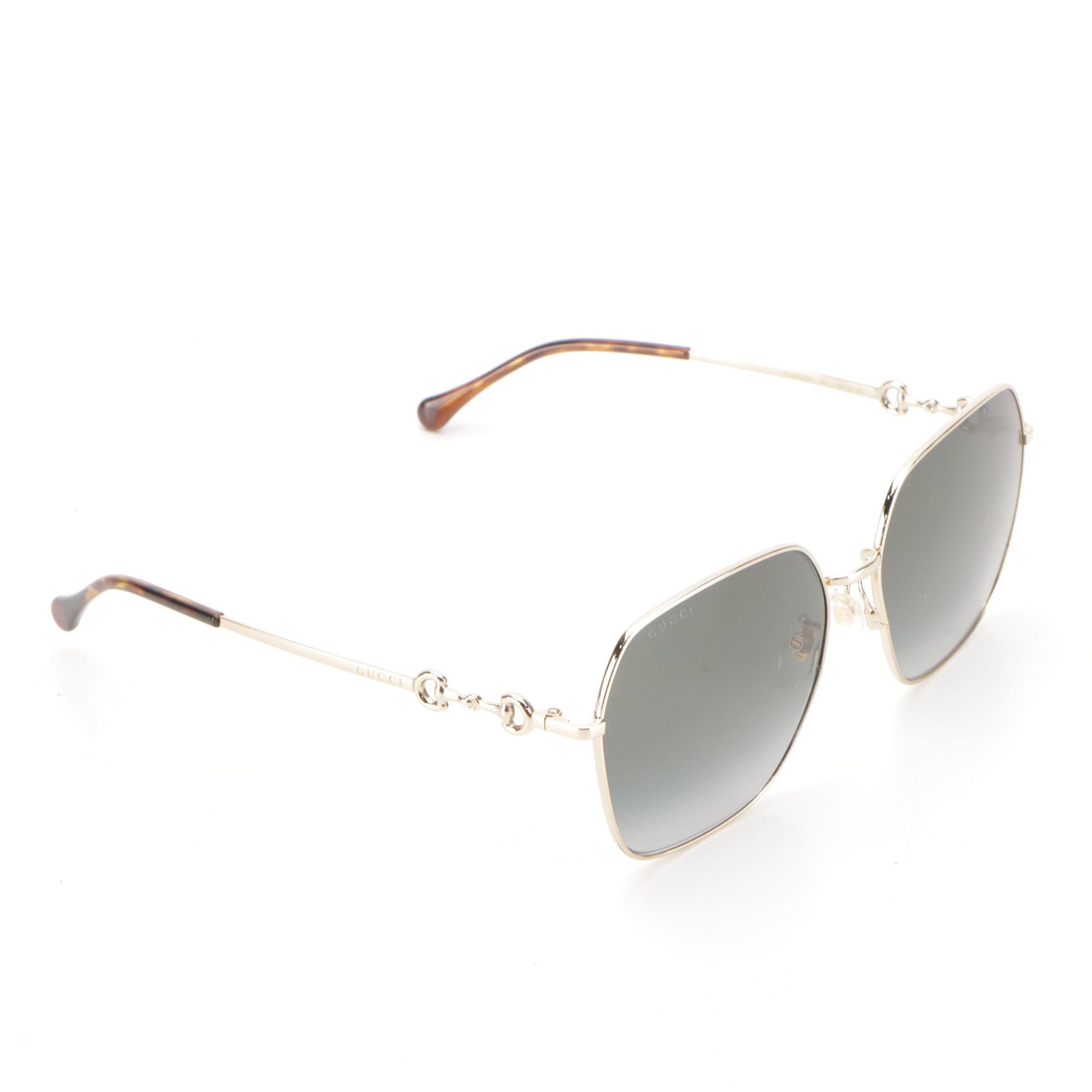 Gucci GG0882SA 001 Square Horsebit Sunglasses in Case