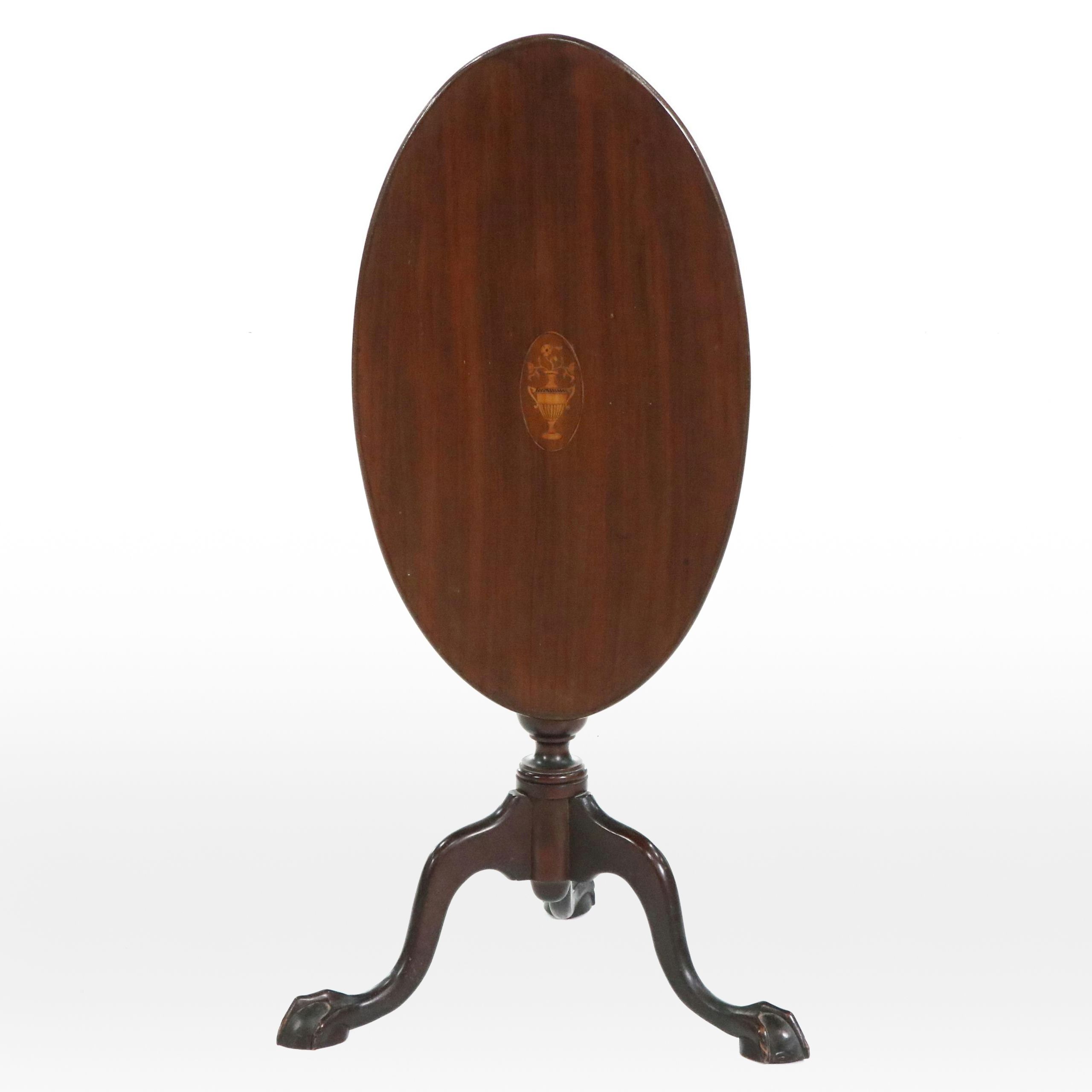 Chippendale Style Mahogany and Inlaid Tilt-Top Table, Early 20th Century