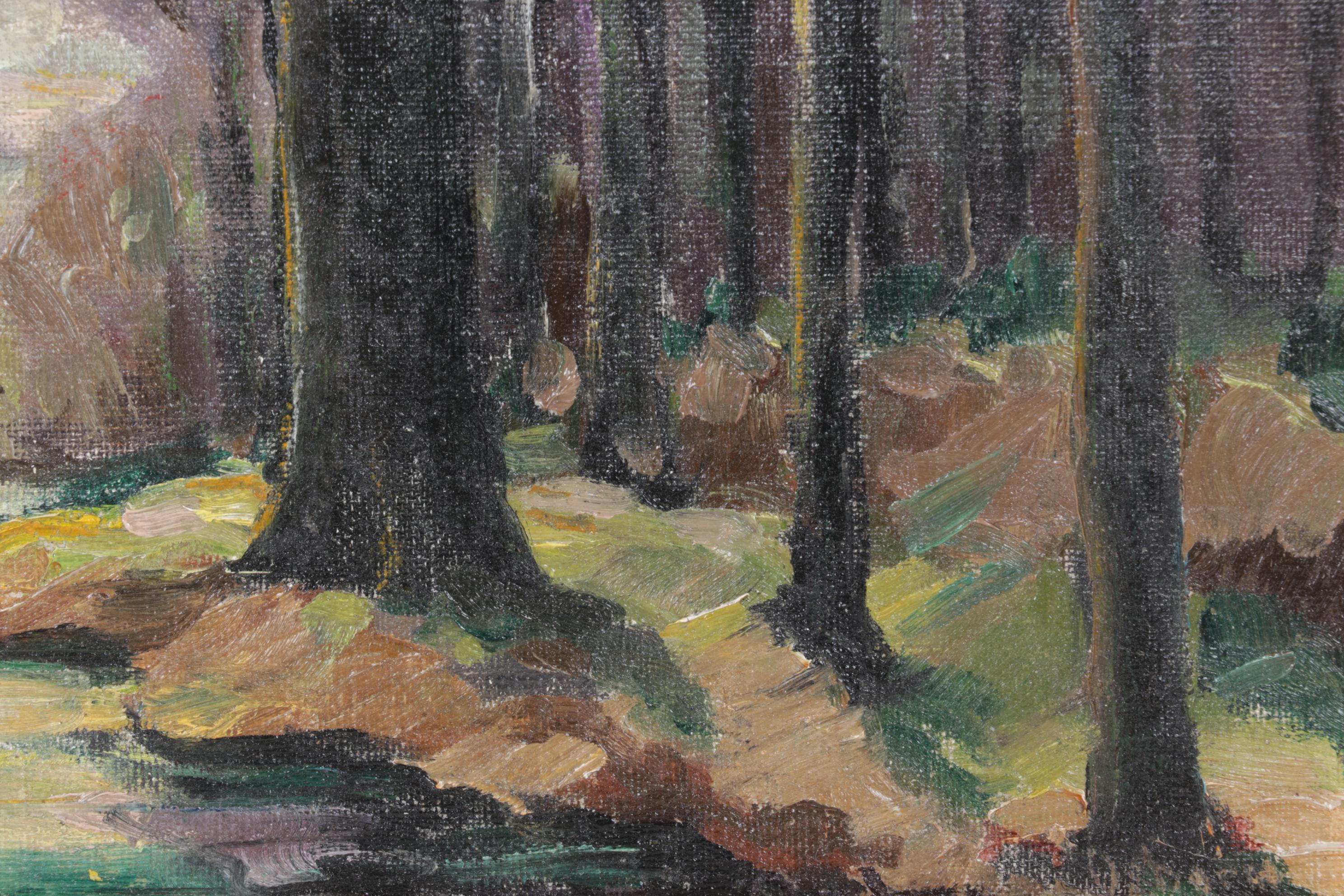 Roland D. Osborne "Barbizon Creek" Oil on Canvas Board Painting