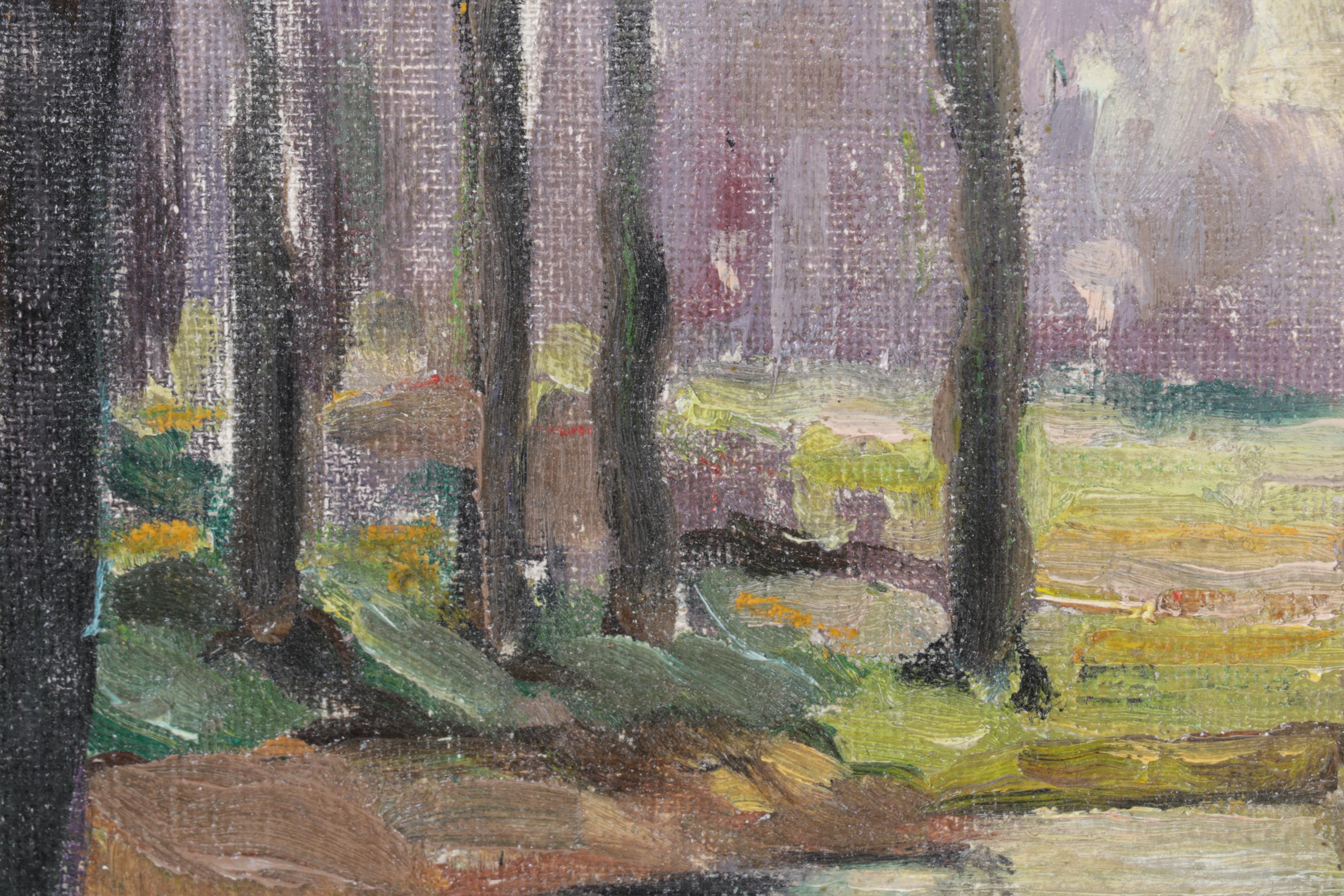 Roland D. Osborne "Barbizon Creek" Oil on Canvas Board Painting