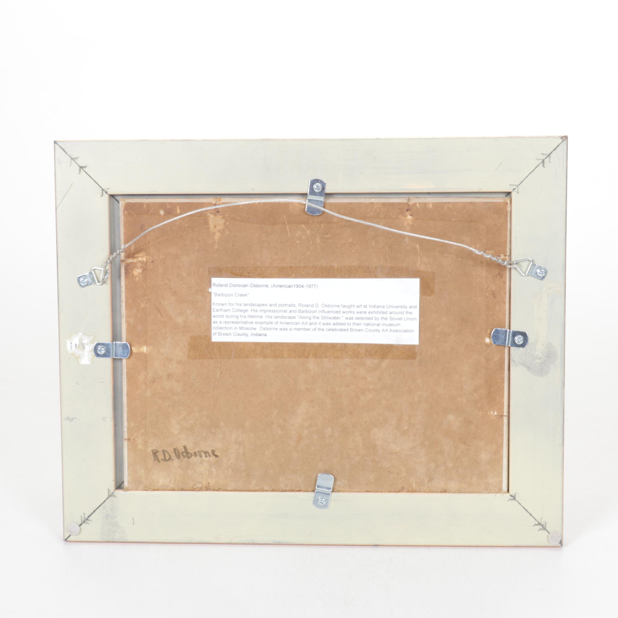 Roland D. Osborne "Barbizon Creek" Oil on Canvas Board Painting