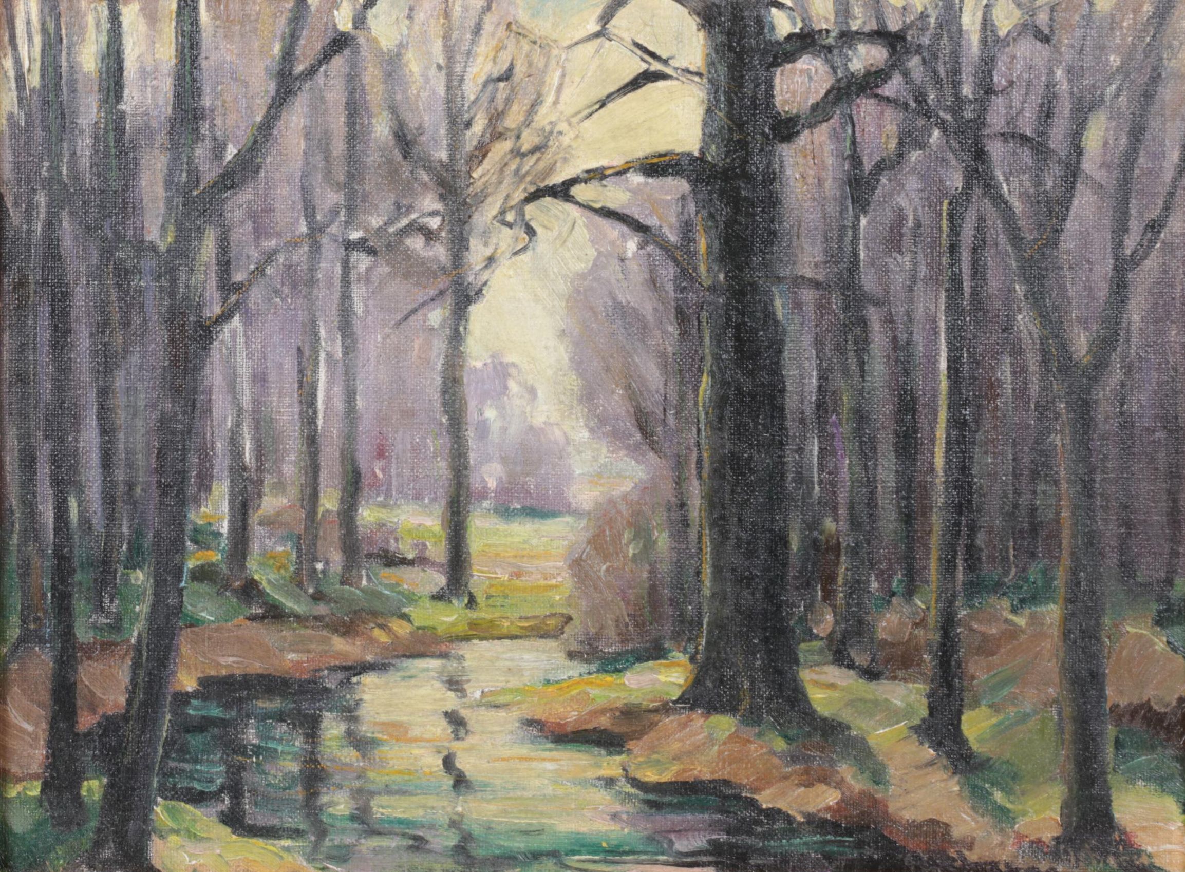 Roland D. Osborne "Barbizon Creek" Oil on Canvas Board Painting