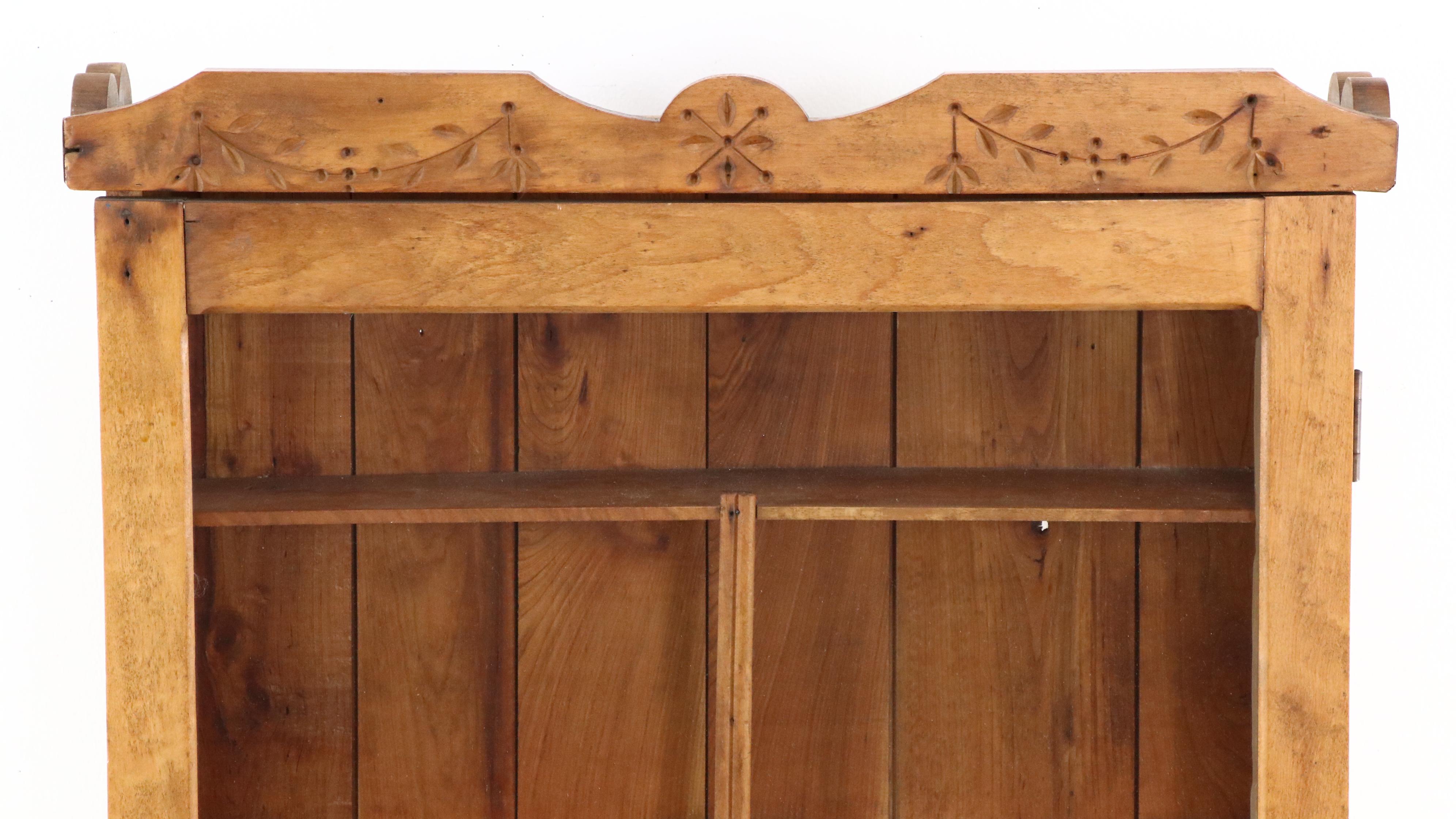 American Primitive Style Pine Wall Cupboard