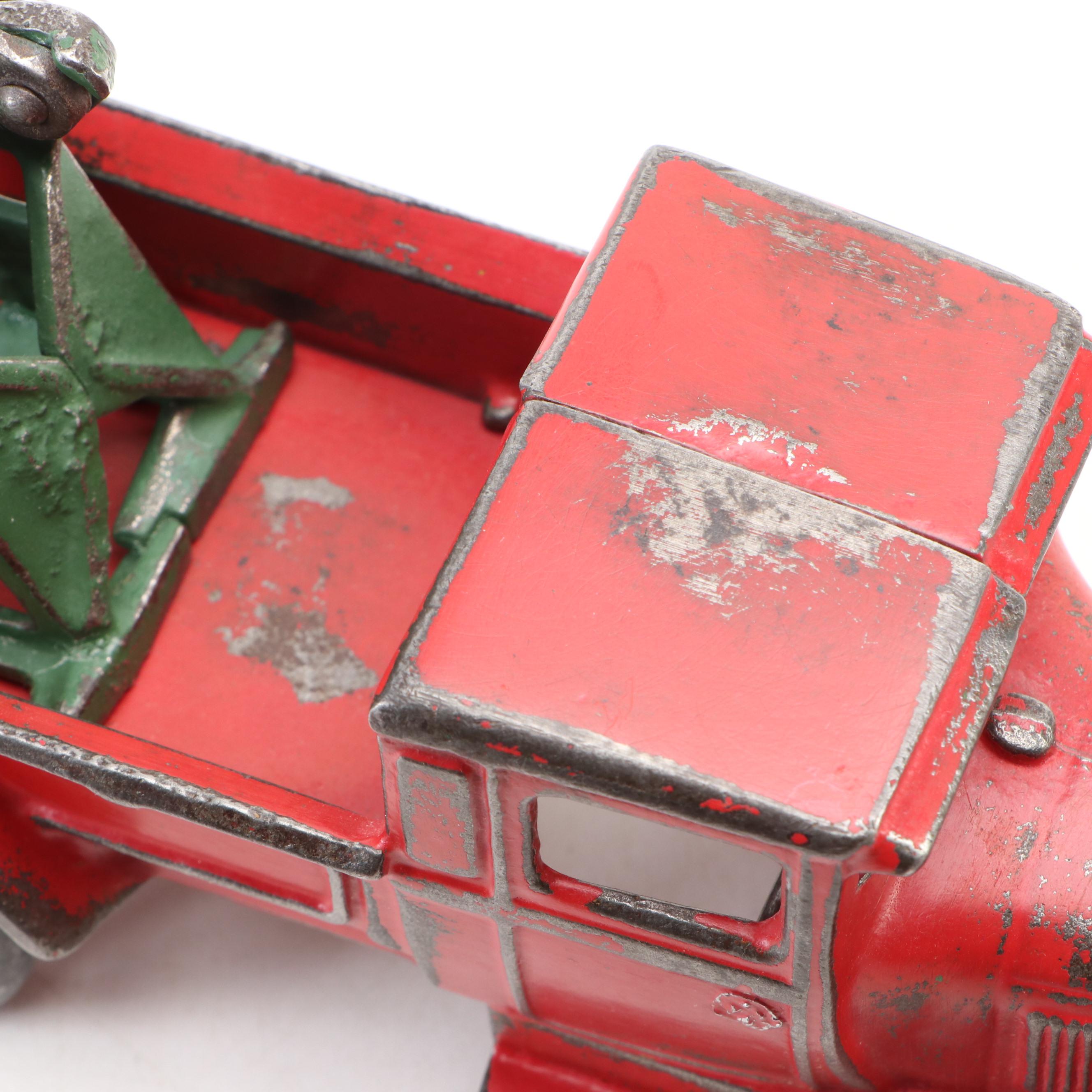 Arcade Cast Iron Toy Truck, Tow Truck and Motorcycle, Early to Mid-20th Century