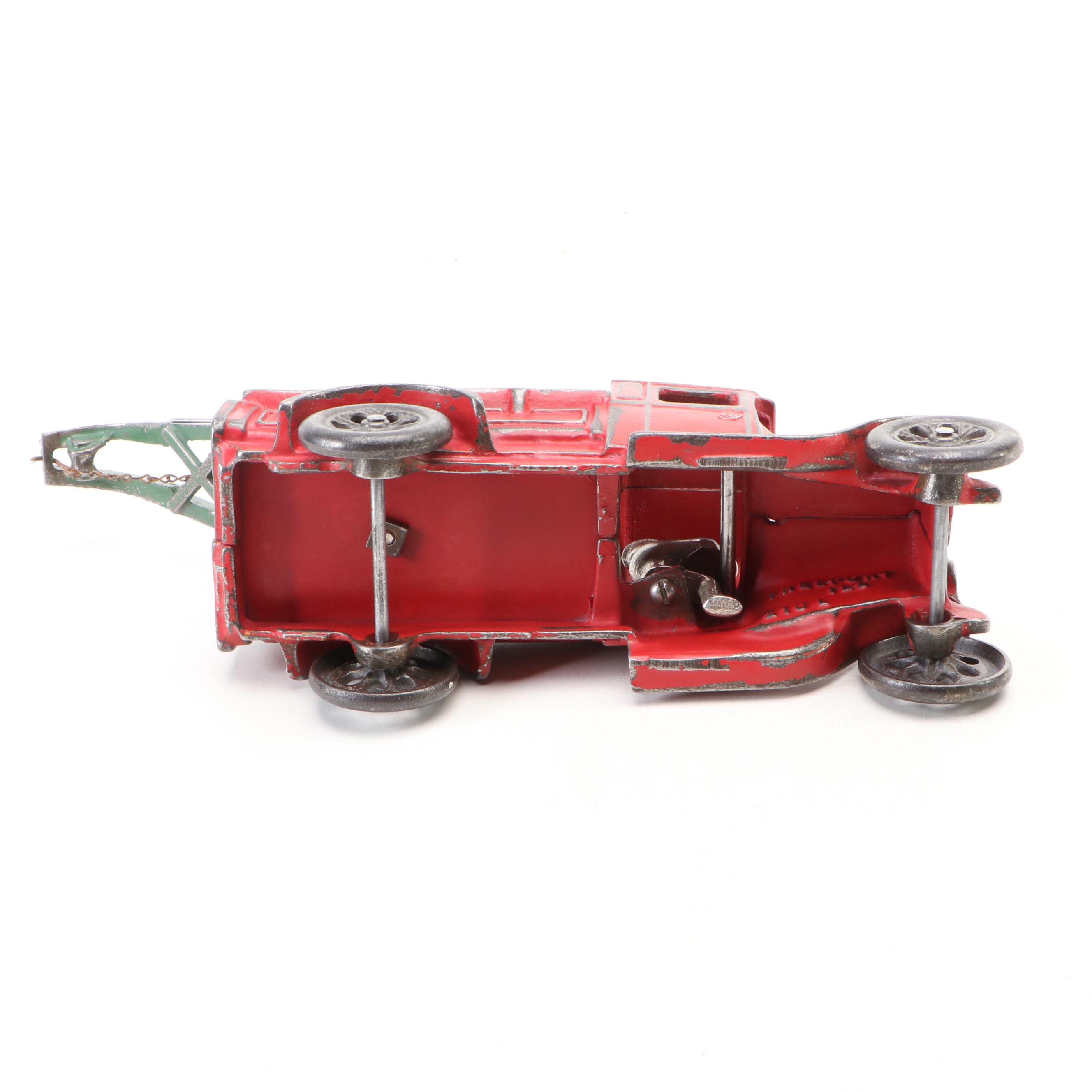 Arcade Cast Iron Toy Truck, Tow Truck and Motorcycle, Early to Mid-20th Century