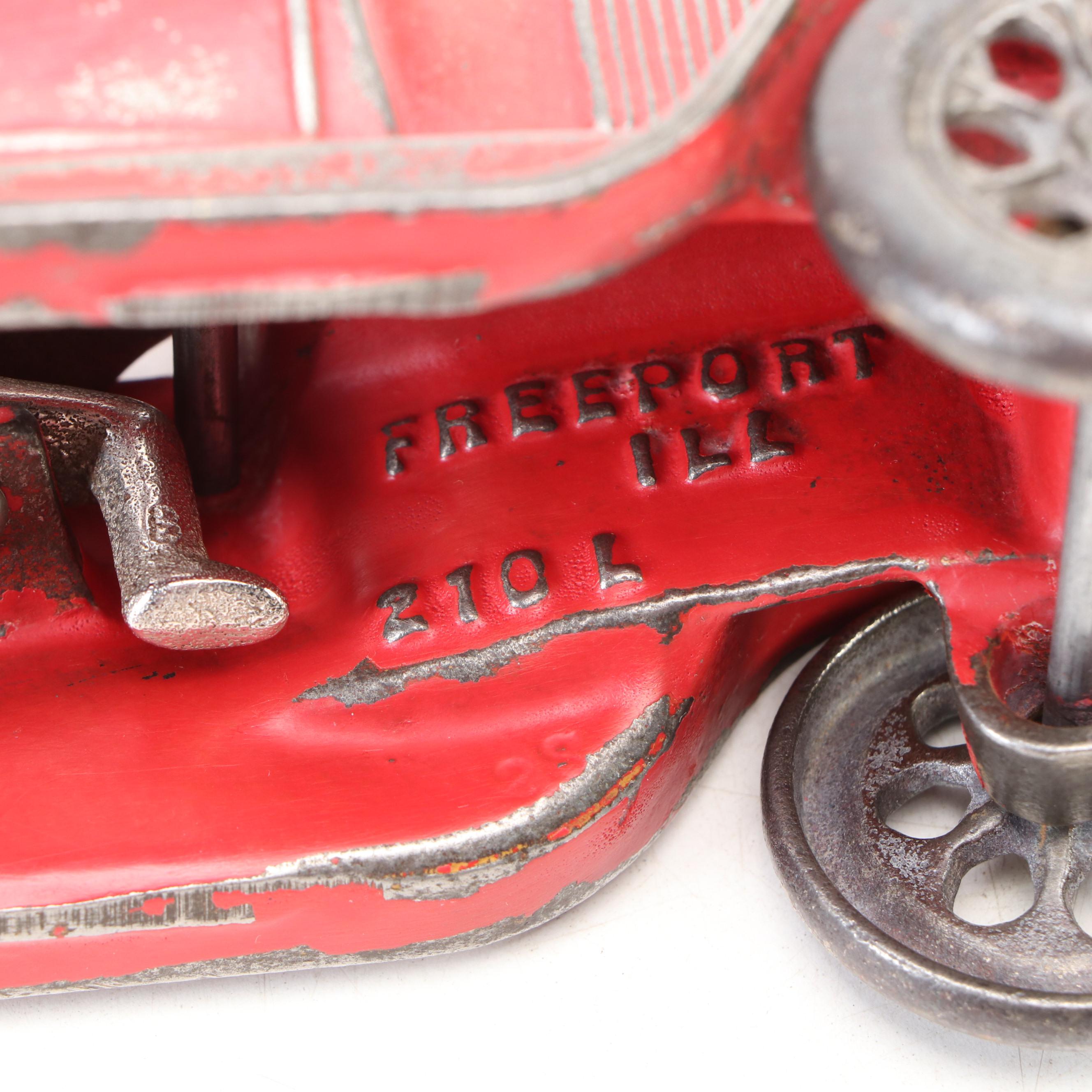 Arcade Cast Iron Toy Truck, Tow Truck and Motorcycle, Early to Mid-20th Century