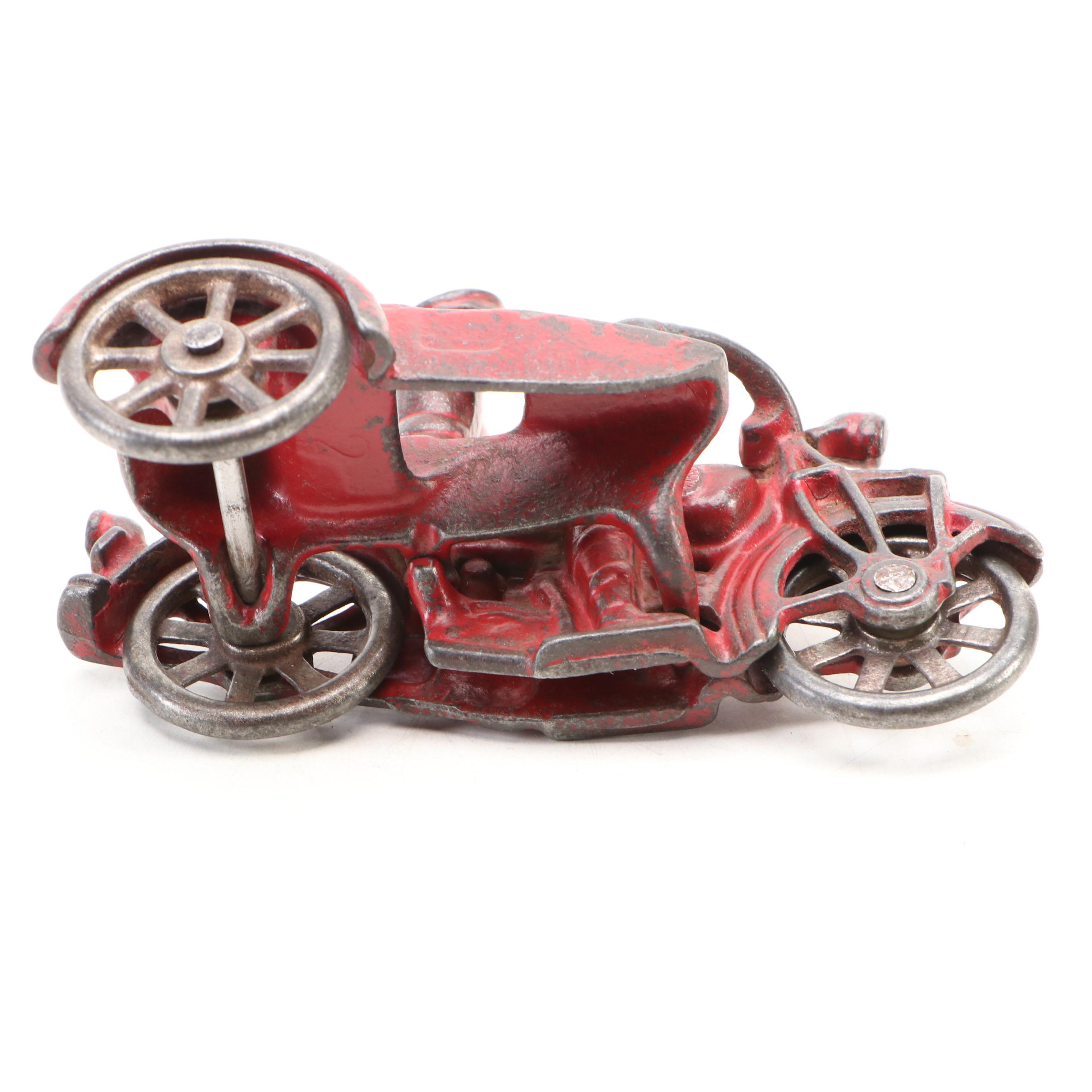 Arcade Cast Iron Toy Truck, Tow Truck and Motorcycle, Early to Mid-20th Century