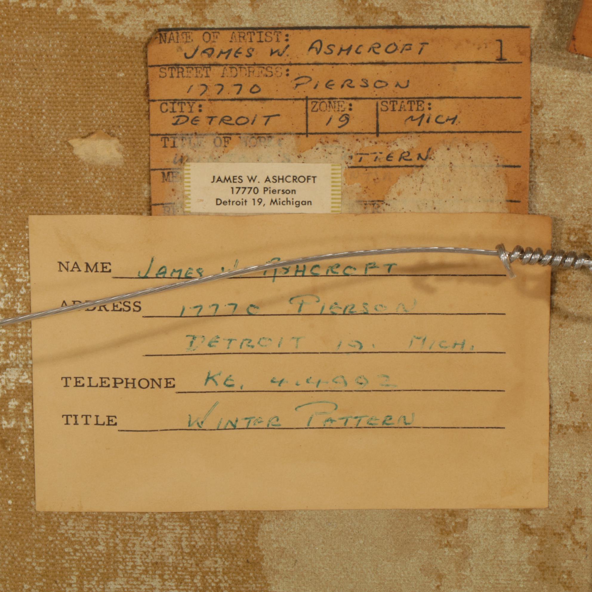 James W. Ashcroft "Winter Pattern" Oil Paint on Canvas, 1954