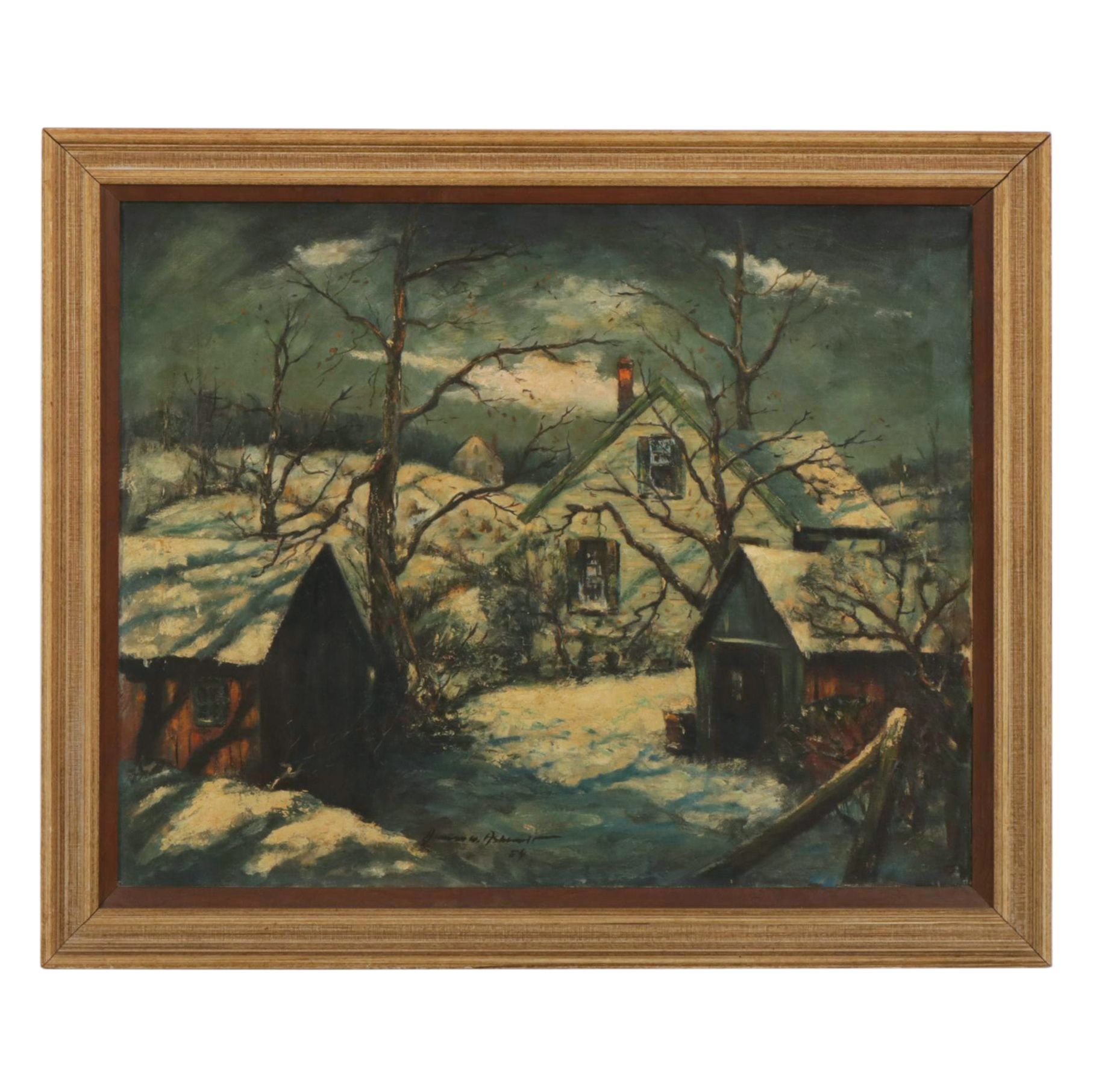James W. Ashcroft "Winter Pattern" Oil Paint on Canvas, 1954