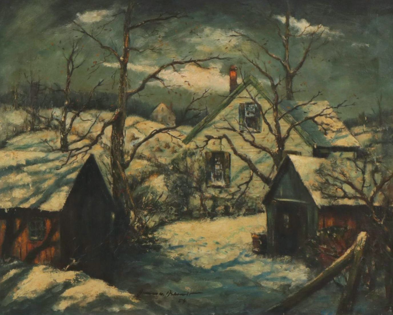 James W. Ashcroft "Winter Pattern" Oil Paint on Canvas, 1954