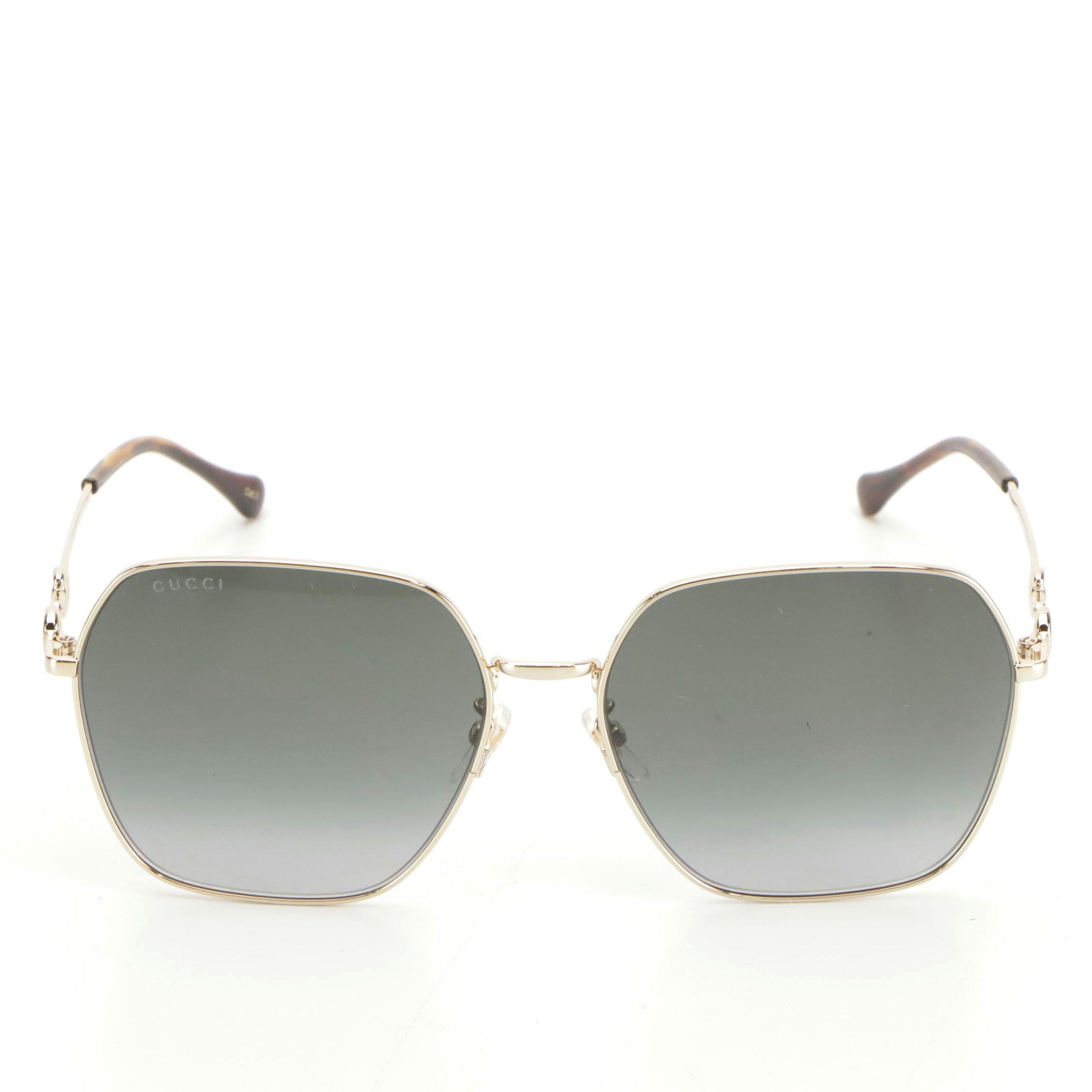 Gucci GG0882SA 001 Square Horsebit Sunglasses in Case
